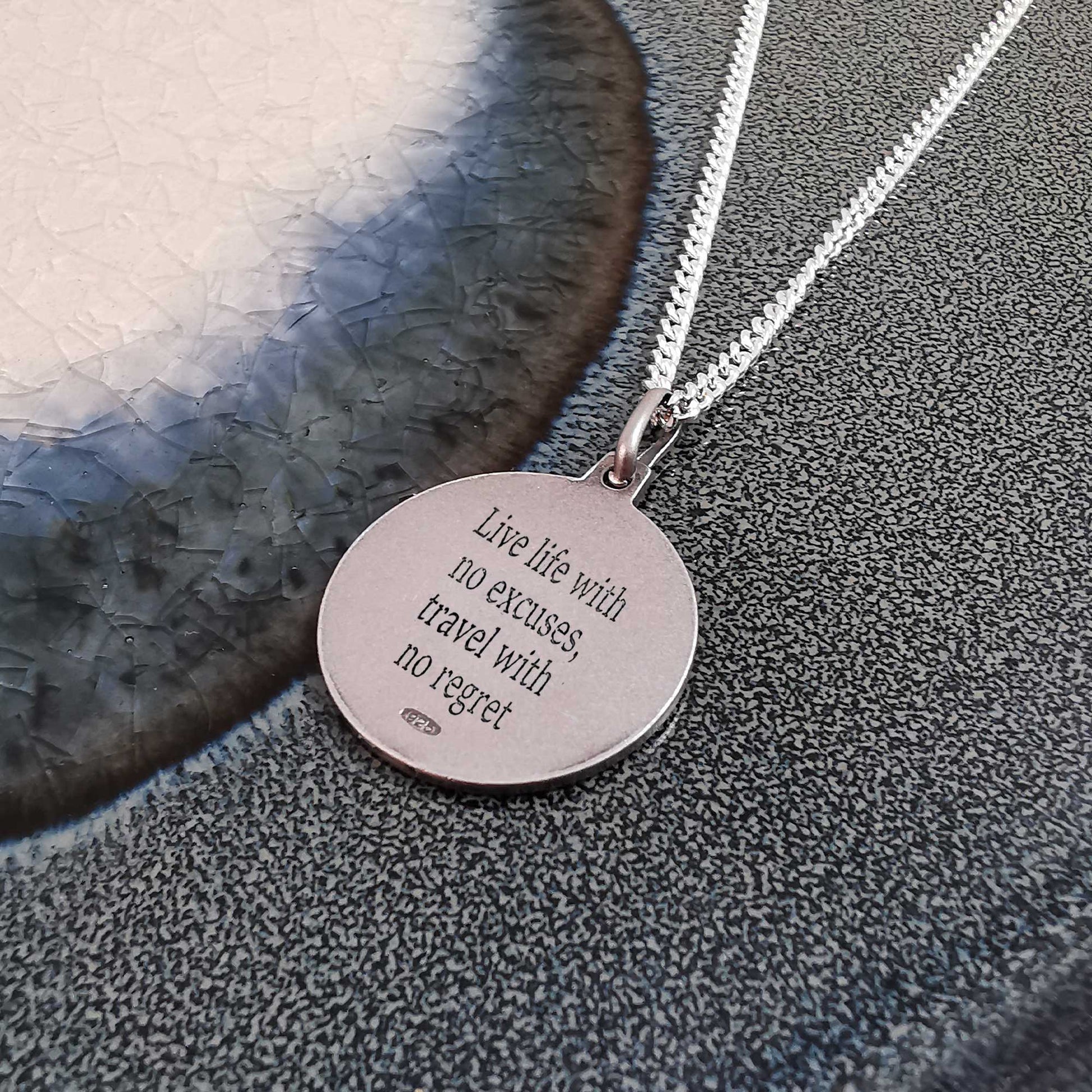 saint christopher protect us silver necklace vintage oxidised