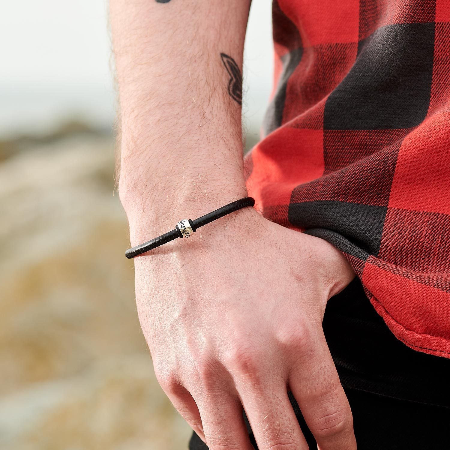 Wanderlust Leather Bracelet unusual gift for men going away travelling