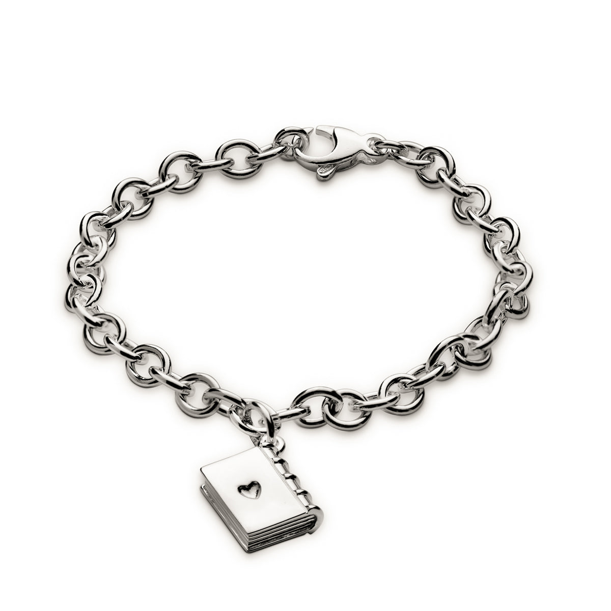 Personalised silver hardback book bracelet charm
