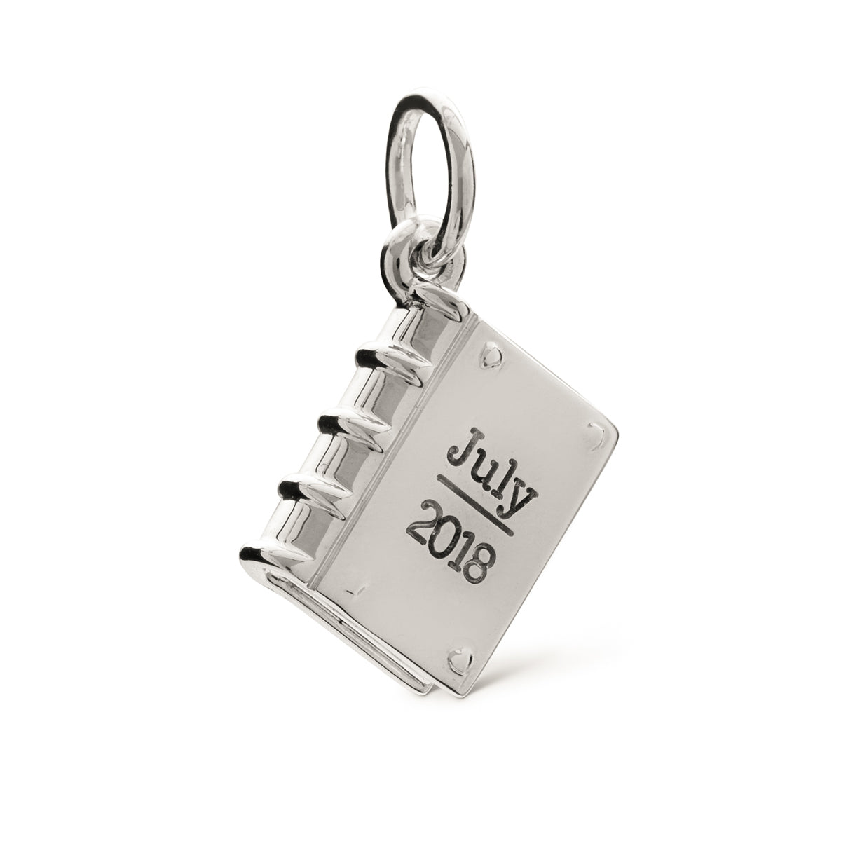 Personalised silver hardback book bracelet charm necklace pendant