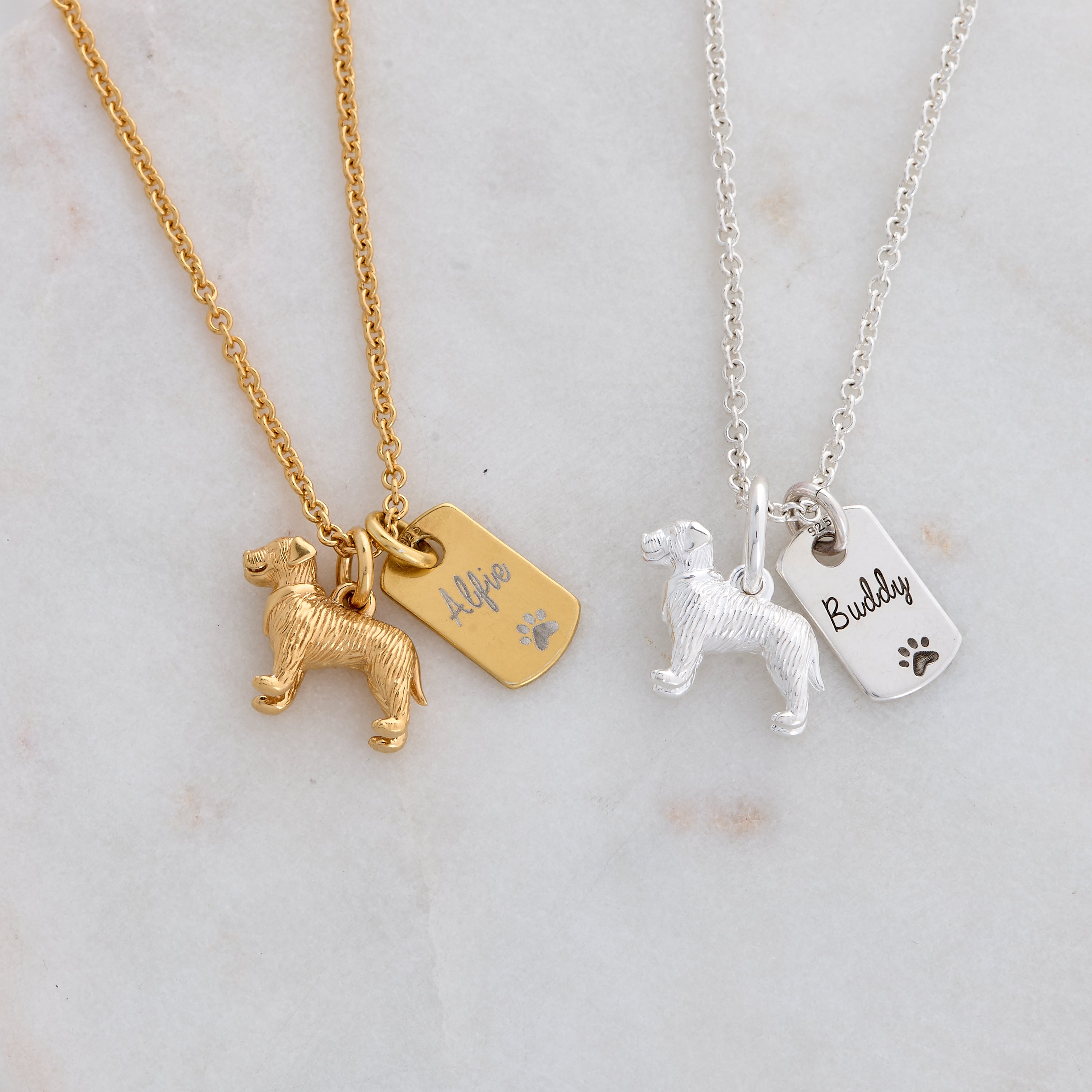border terrier silver necklace with engraving Scarlett Jewellery gift for pet loss