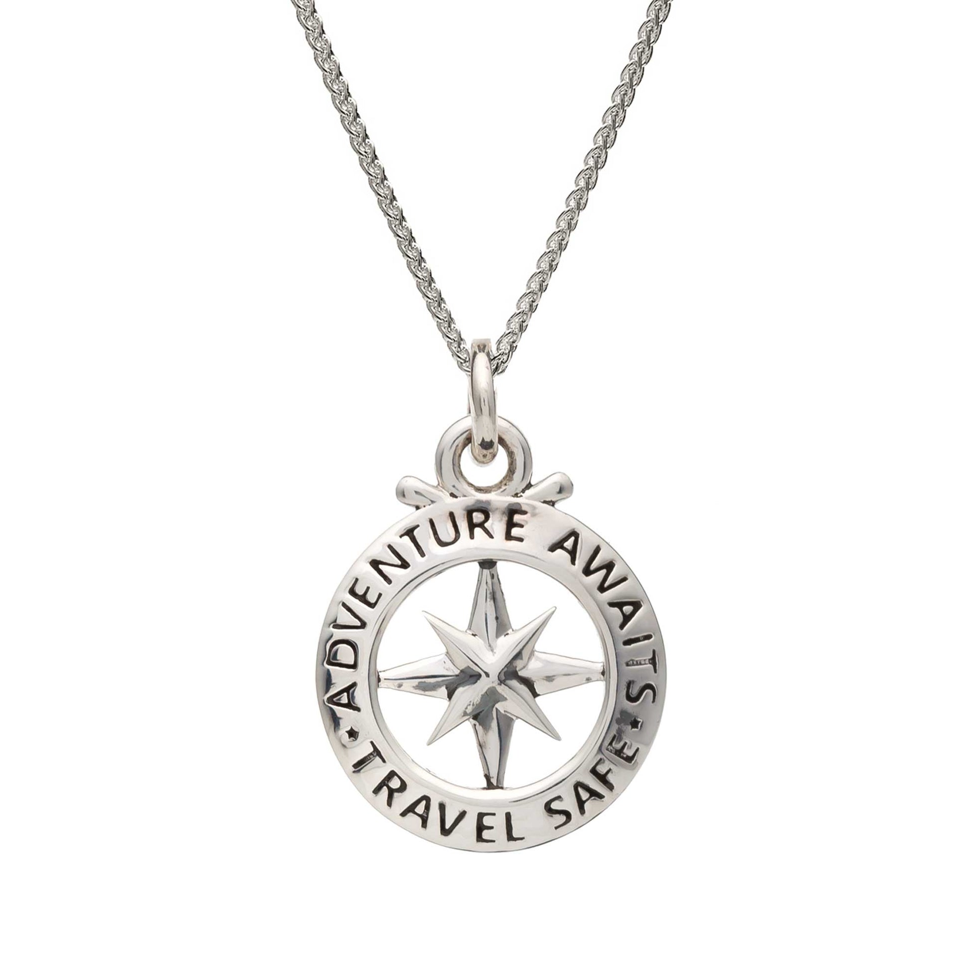 Compass outline travel safe charm off the map jewellery saint christopher alternative