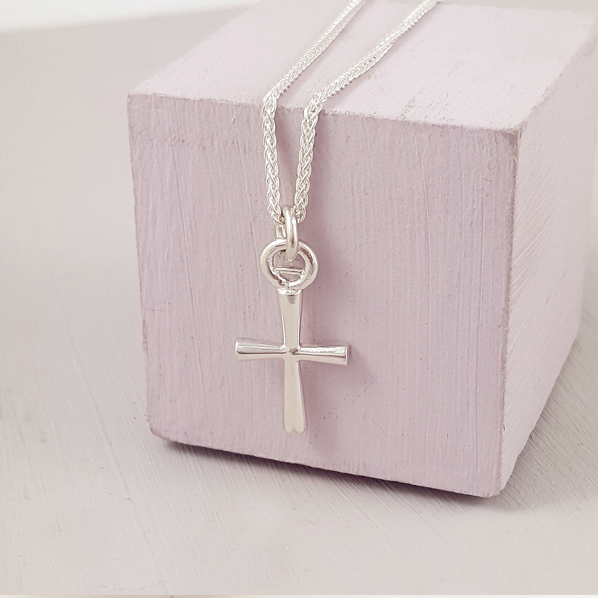 Silver cross charm necklace or bracelet Christening gift from Scarlett Jewellery UK