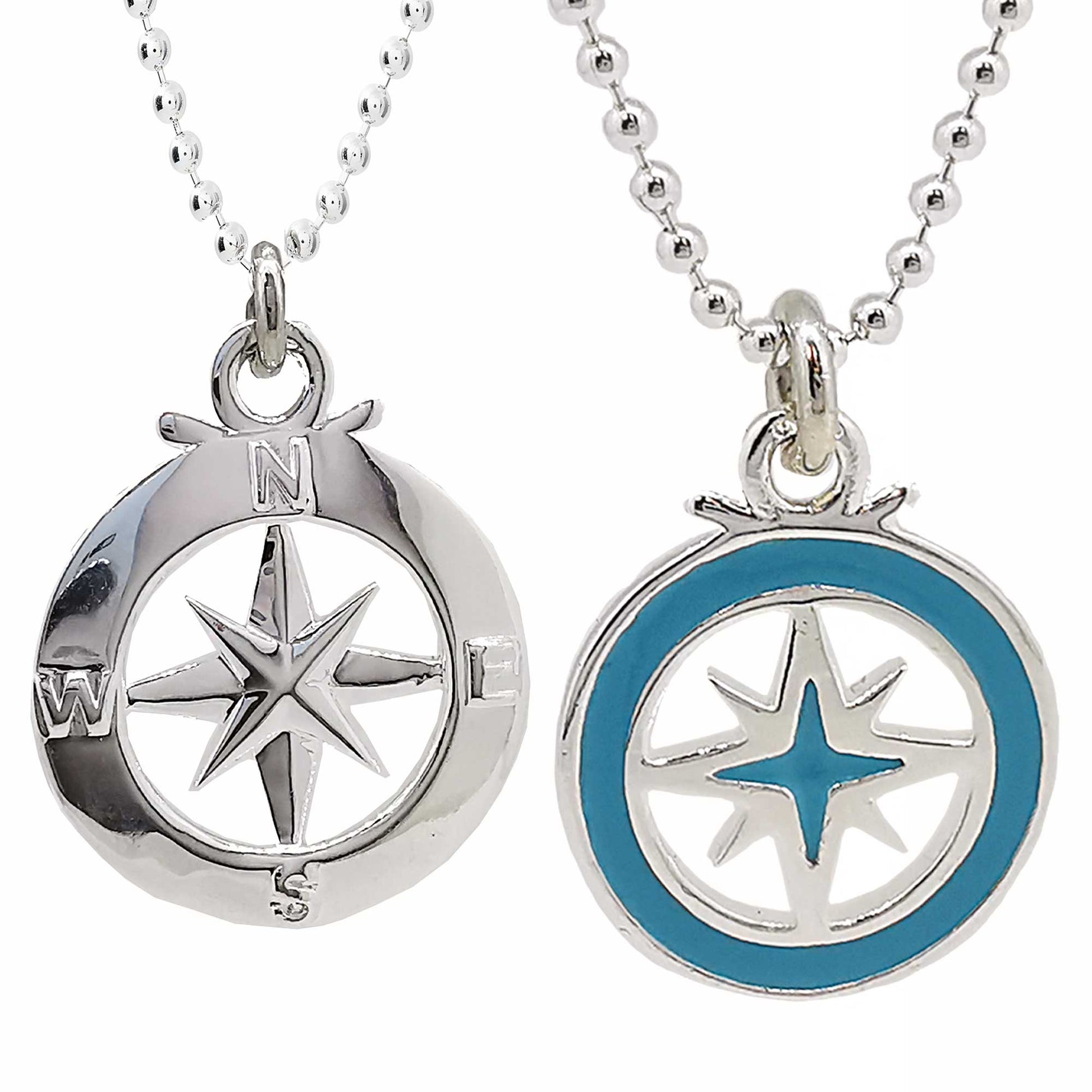 enamel compass necklace alternative saint christopher gift for him