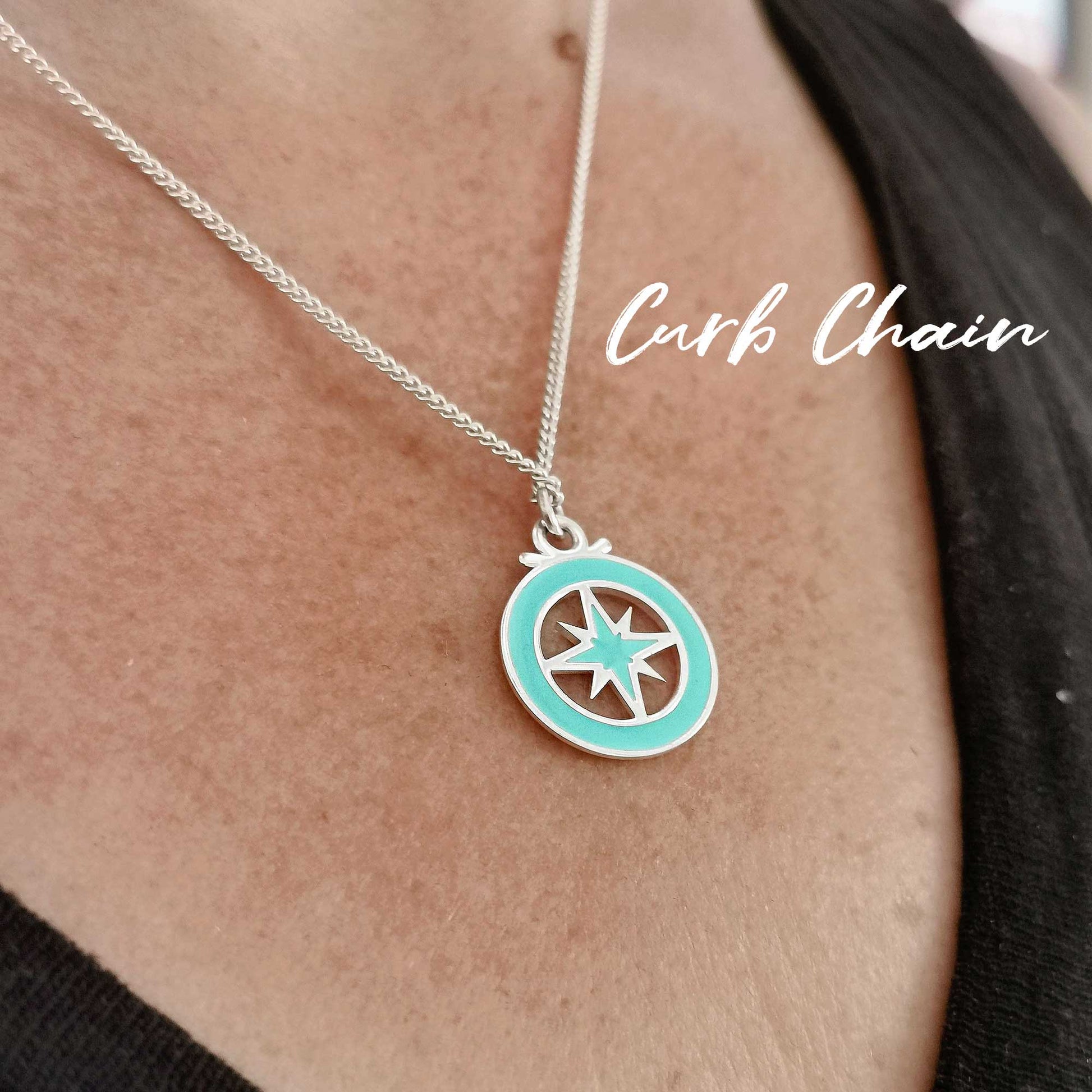 enamel compass necklace alternative saint christopher gift for him