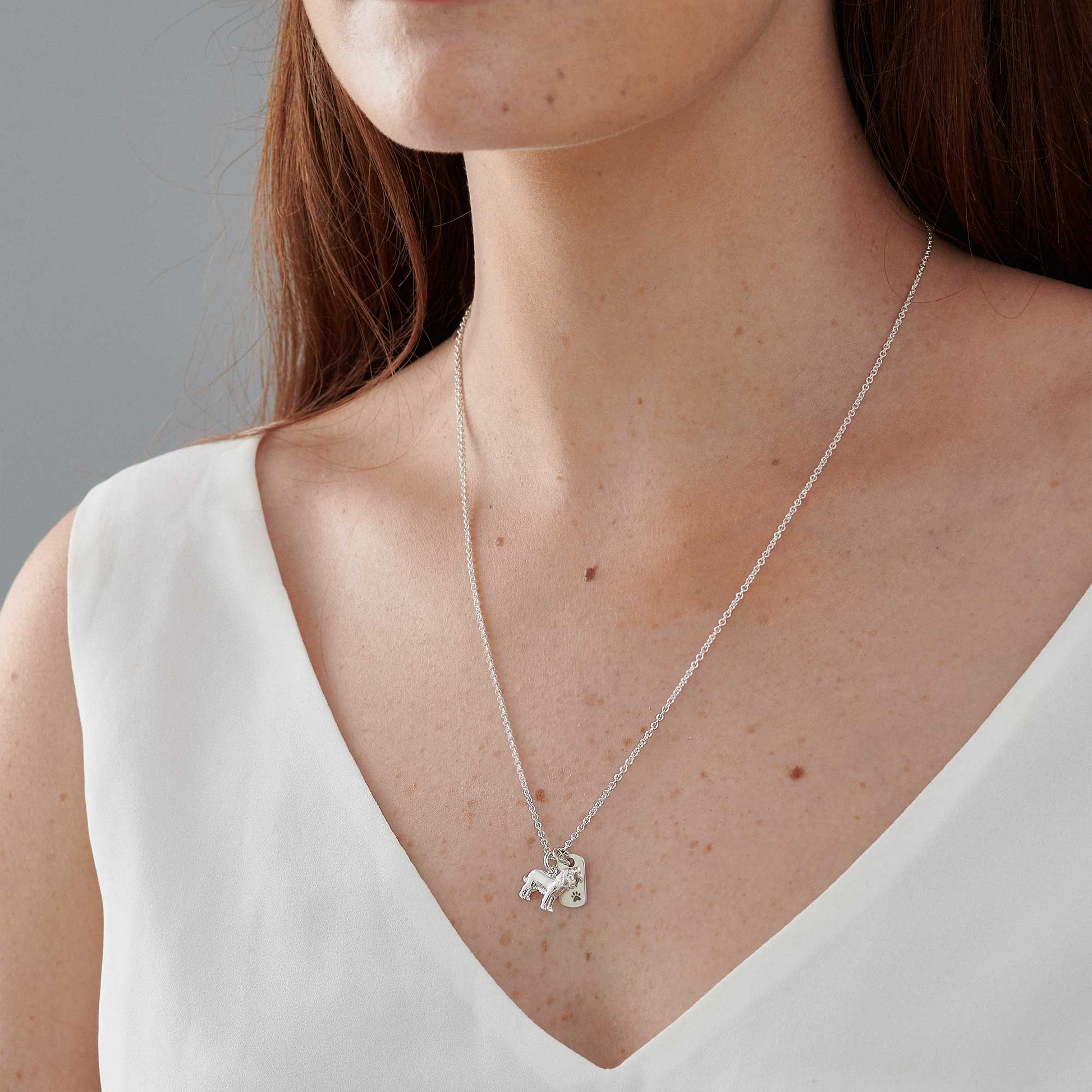 english cocker spaniel personalised silver necklace scarlett jewellery