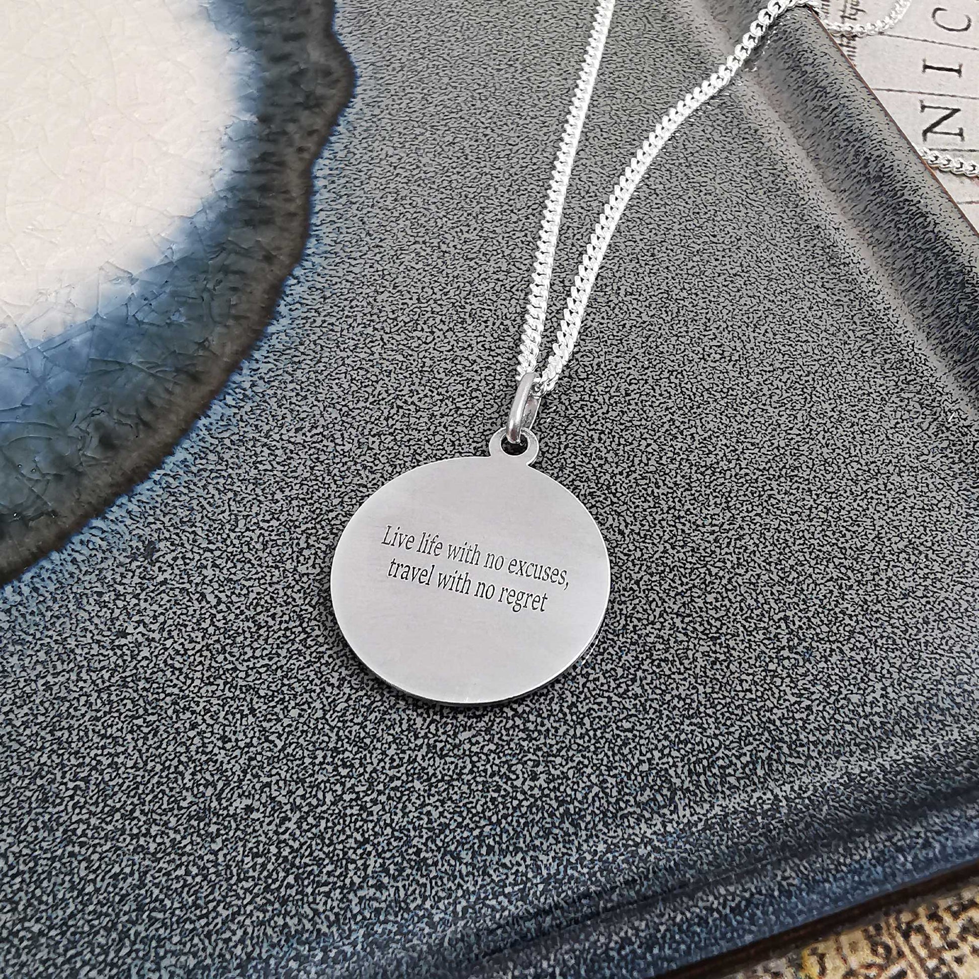 custom engraved back of saint christopher necklace