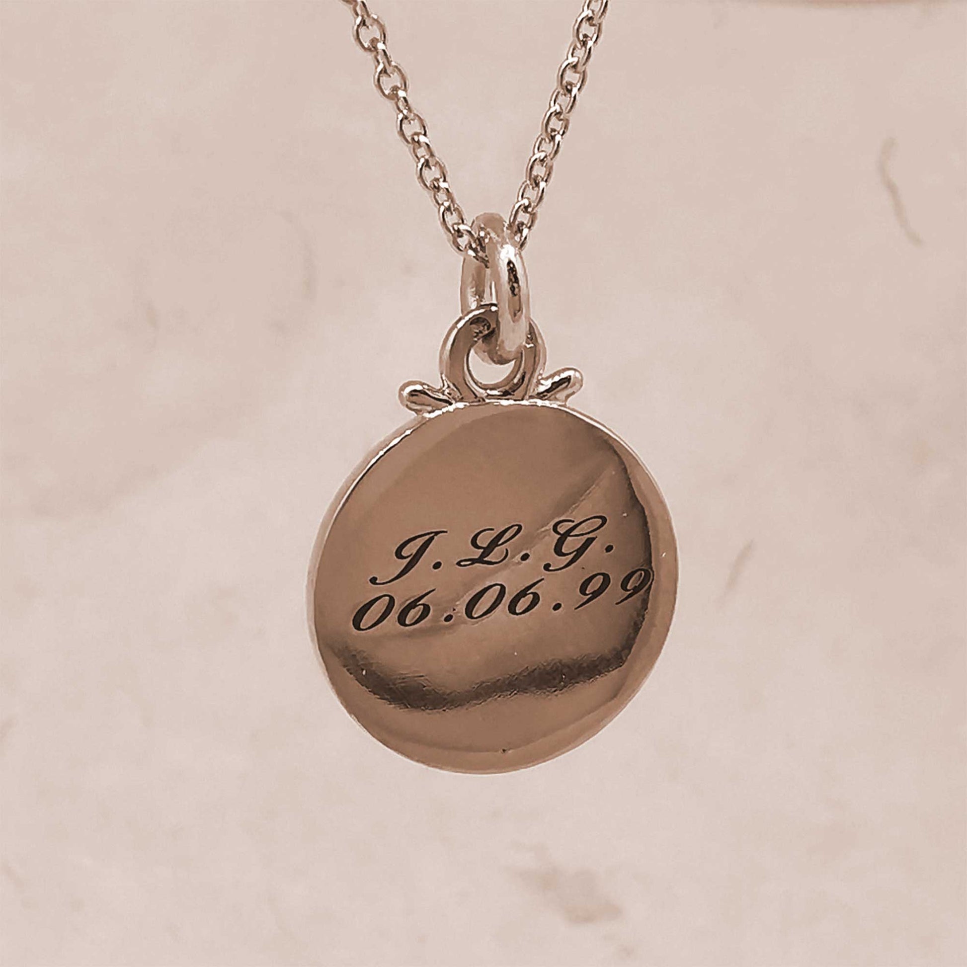 engraved rose gold saint christopher necklace personalized initials date solid fine rose gold