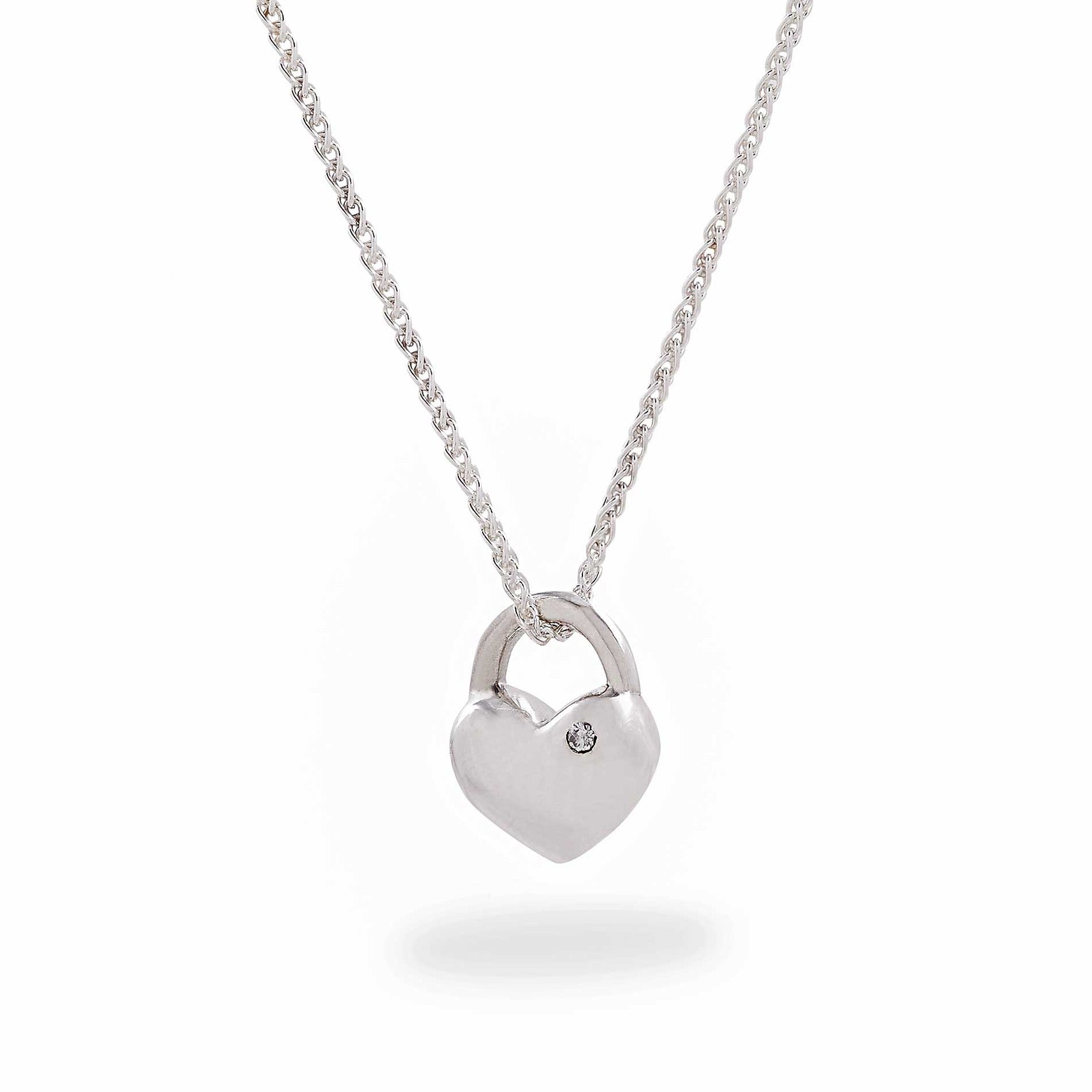 silver heart necklace with diamond scarlett jewellery Brighton