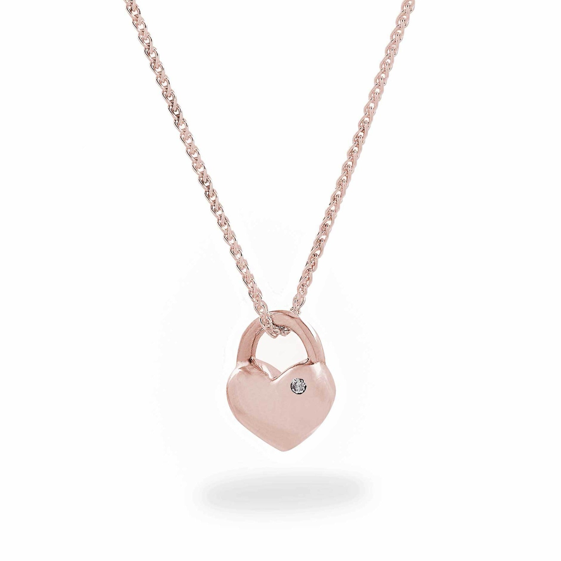 Rose gold heart necklace with diamond scarlett jewellery