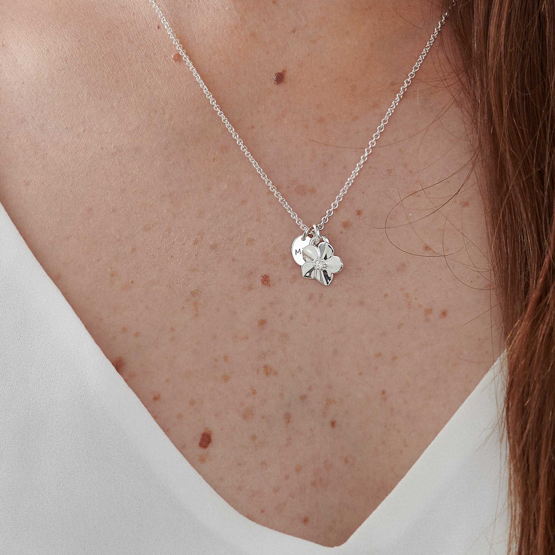 memorial jewellery forget me not everlasting memory personalised silver necklace scarlett jewellery
