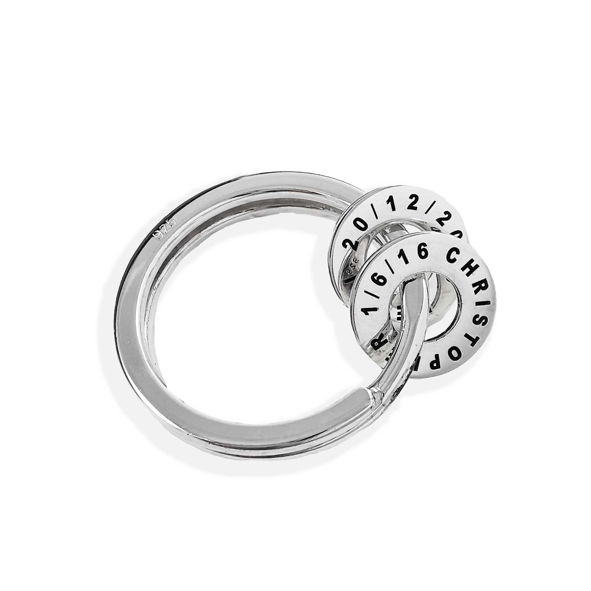 family circle spinner keyring solid silver engraved family initials gift from the kids fathers day dads birthday