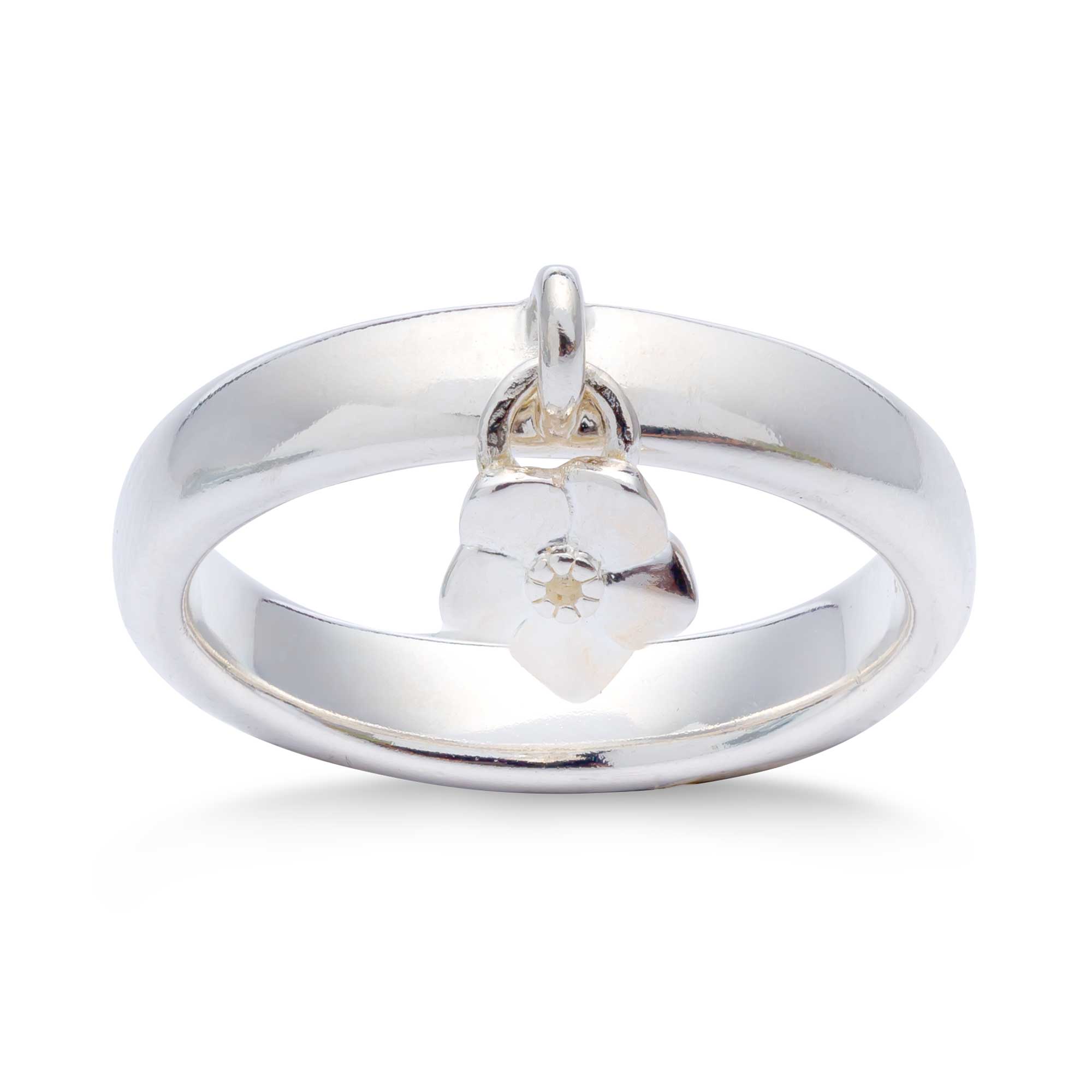Solid silver forget me not flower charm ring scarlett jewellery