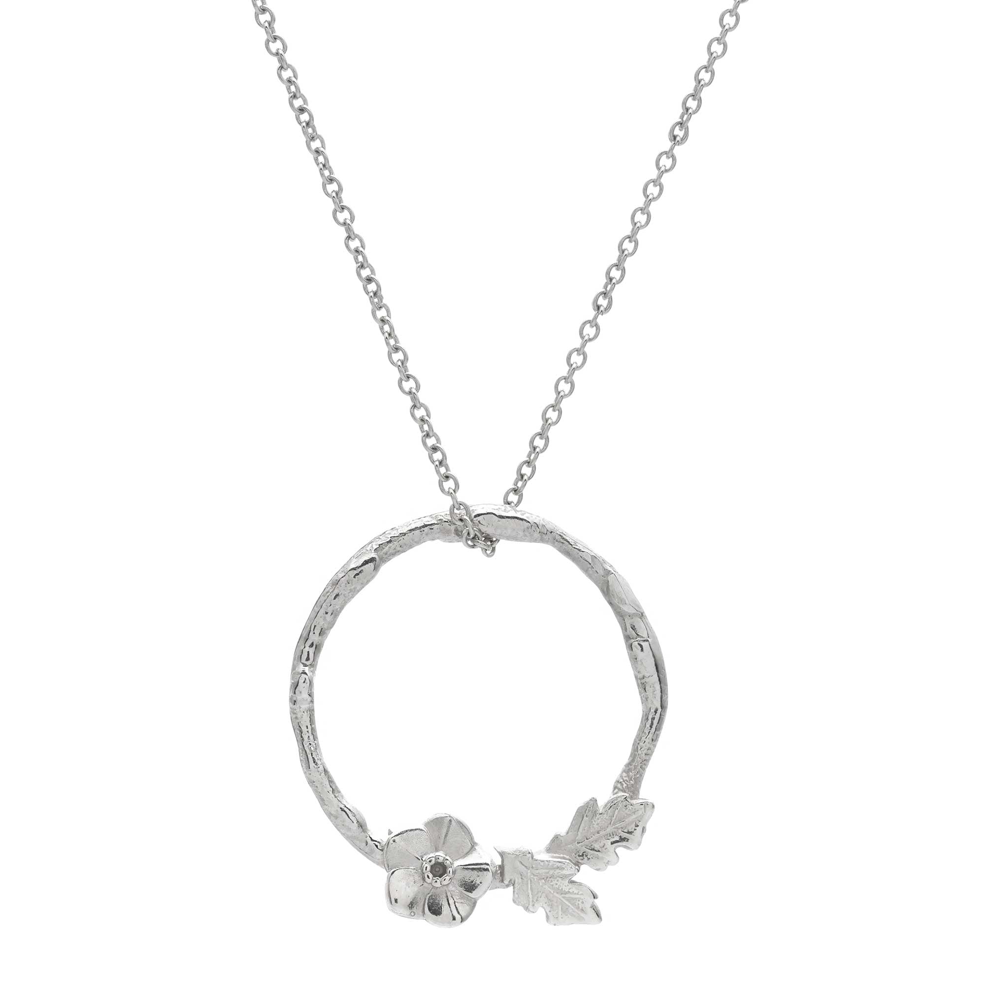 Forget me not wreath silver necklace flower pendant RHS Chelsea Flower Show