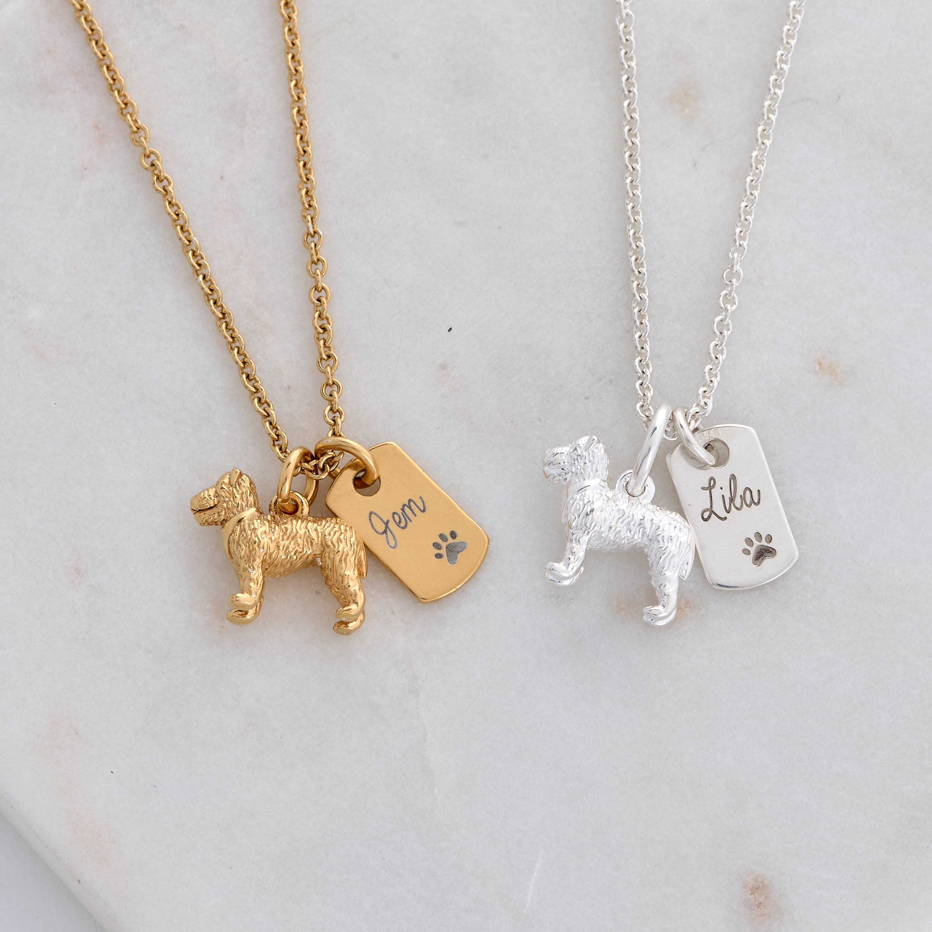 Fox Terrier dog silver charm necklace personalised gift for pet loss Scarlett Jewellery UK