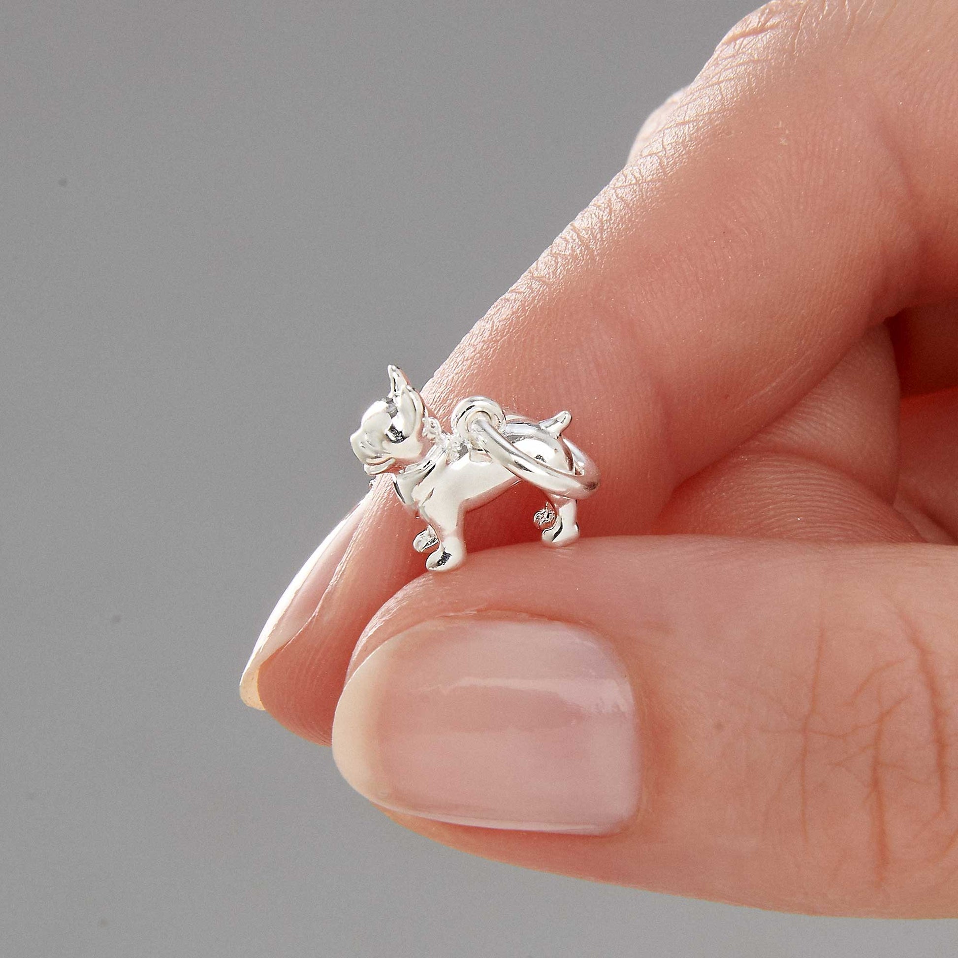 French Bulldog silver dog breed solid sterling silver dog charm for bracelet Scarlett Jewellery Ltd