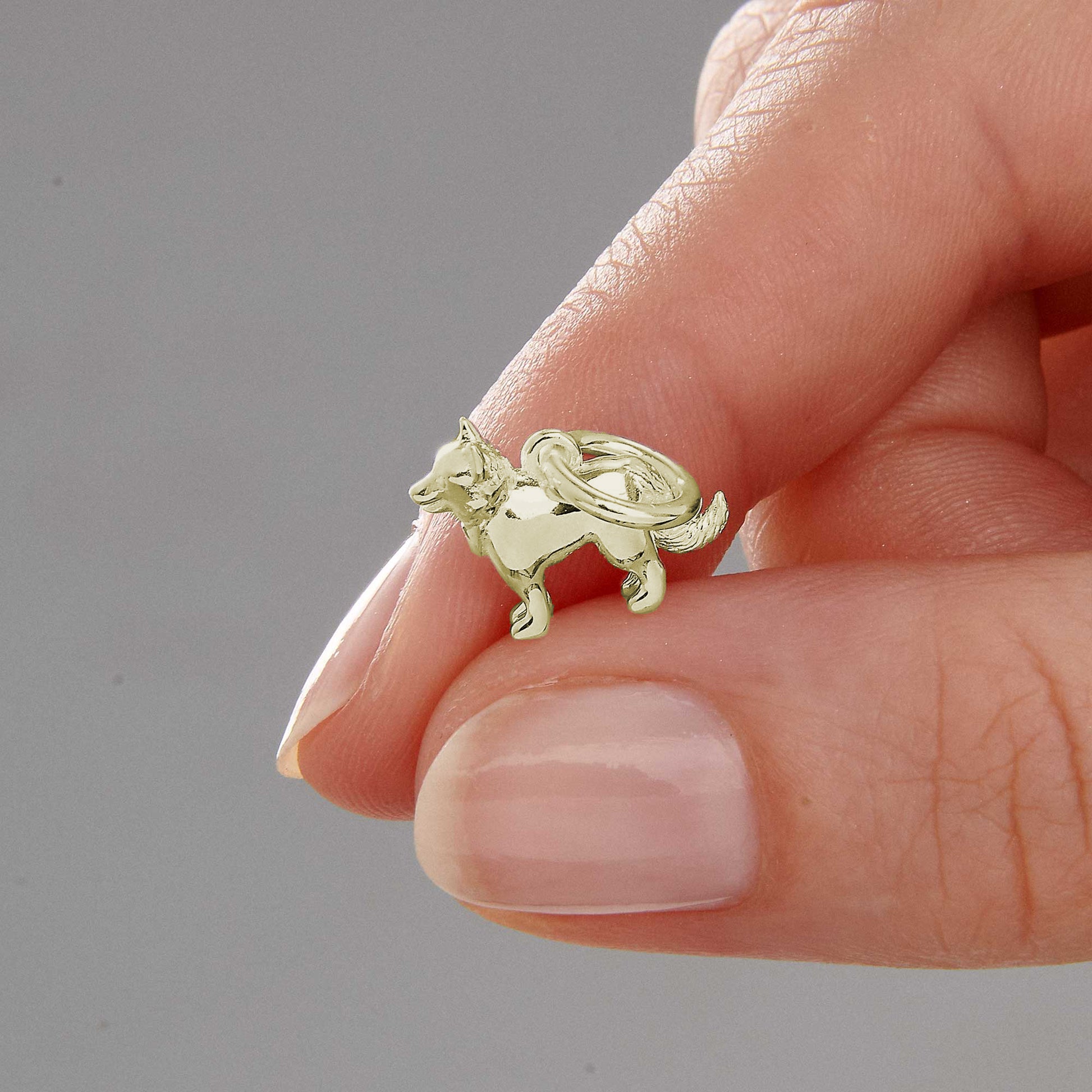 solid gold border collie dog charm 9k 9ct nine carat charms for bracelet
