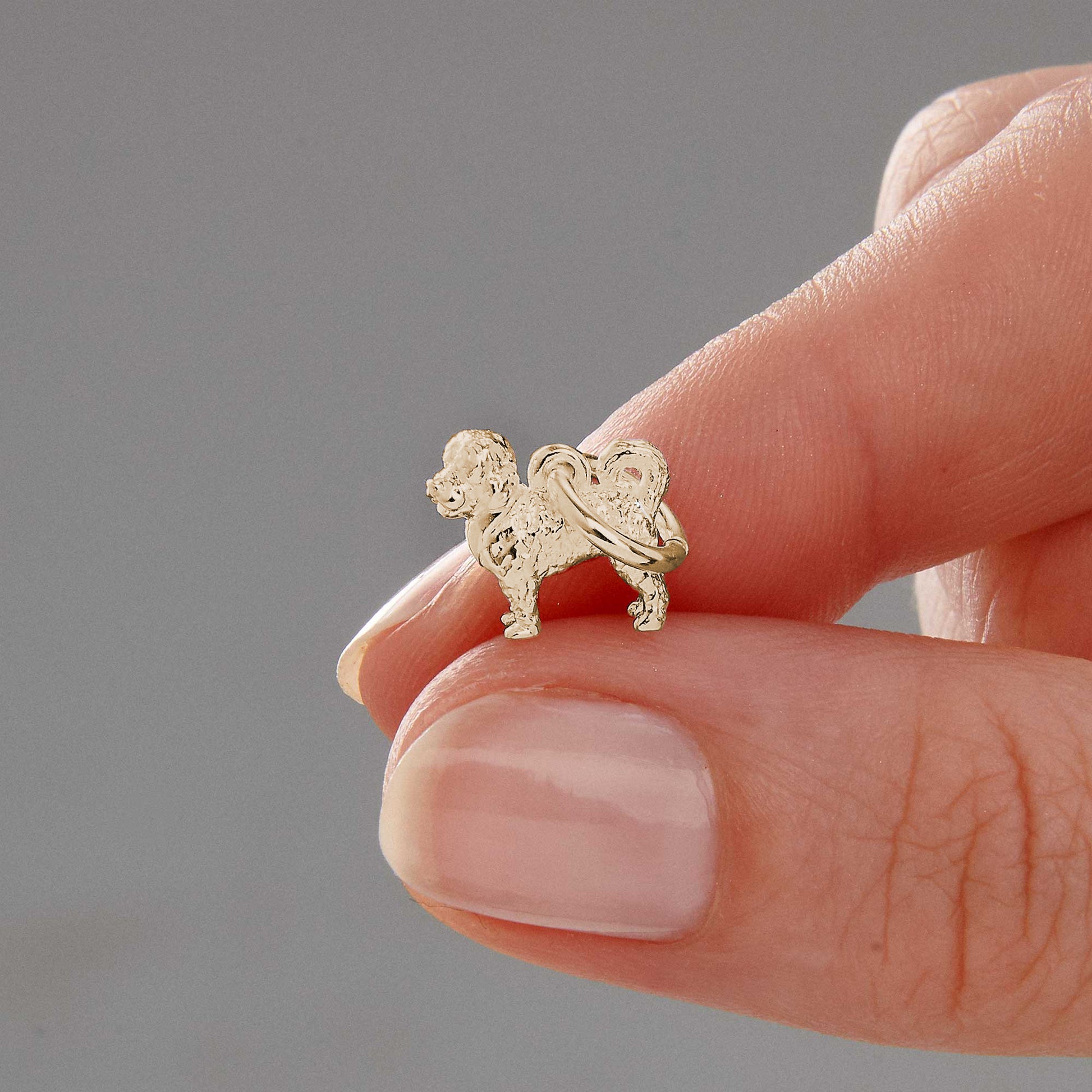 solid gold cavapoo cavoodle spoodle dog charm 9k 9ct for bracelet