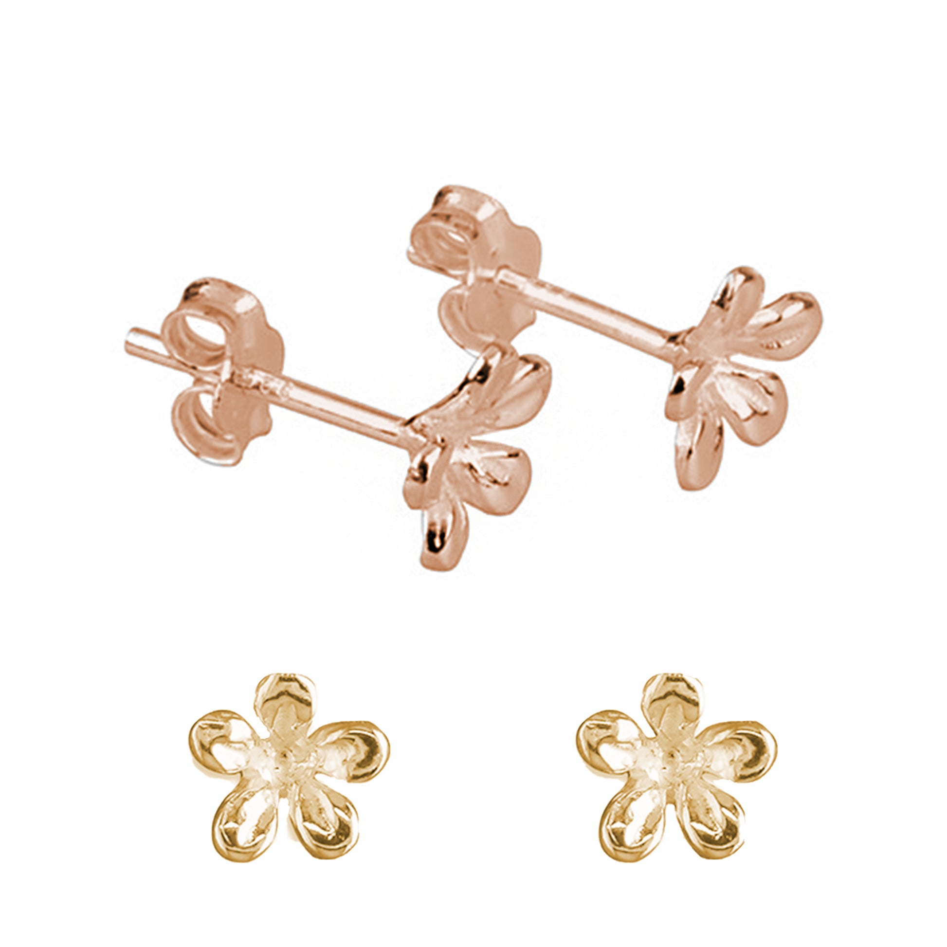 jasmine flower silver rose gold plated stud earrings Scarlett Jewellery