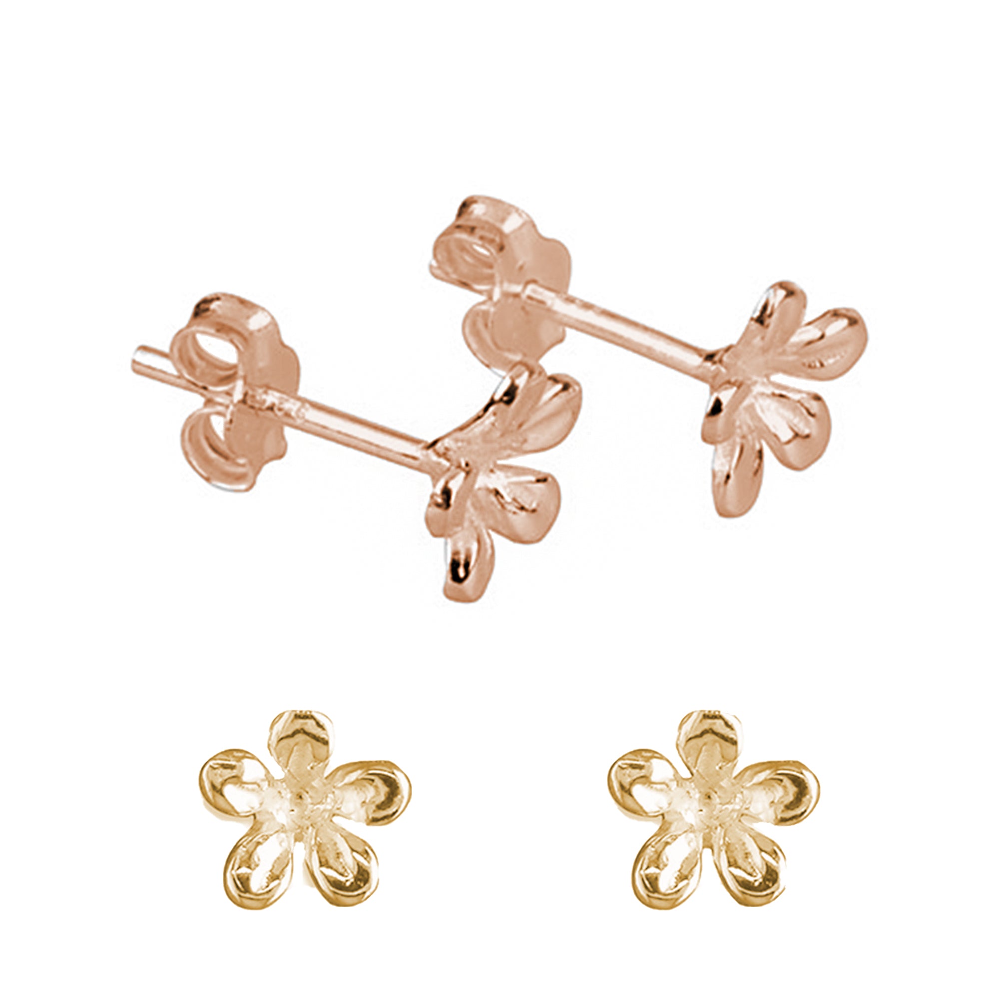jasmine flower silver rose gold plated stud earrings Scarlett Jewellery