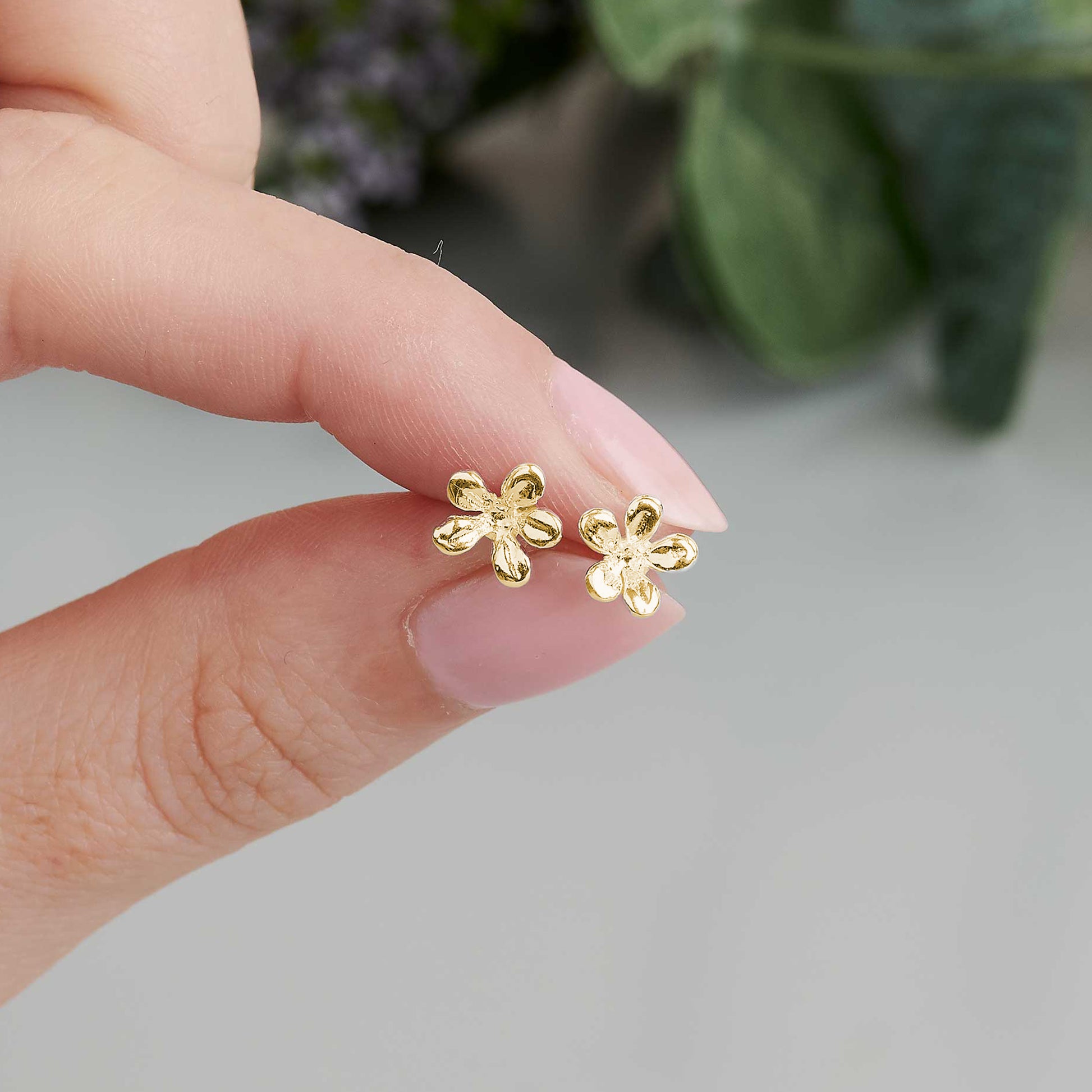 jasmine flower silver rose gold plated stud earrings Scarlett Jewellery