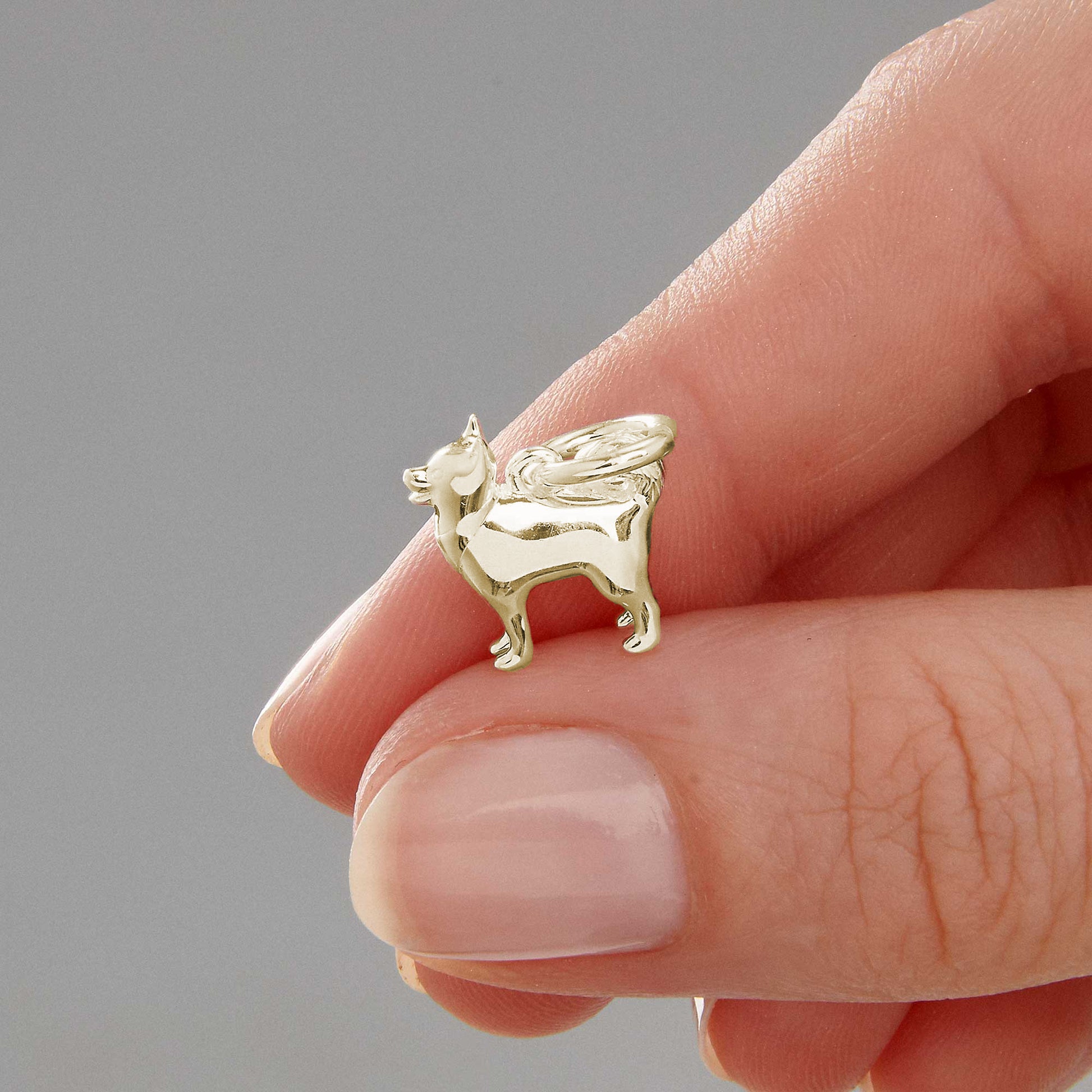 solid 9ct gold pomsky cross breed dog charm scarlett jewellery