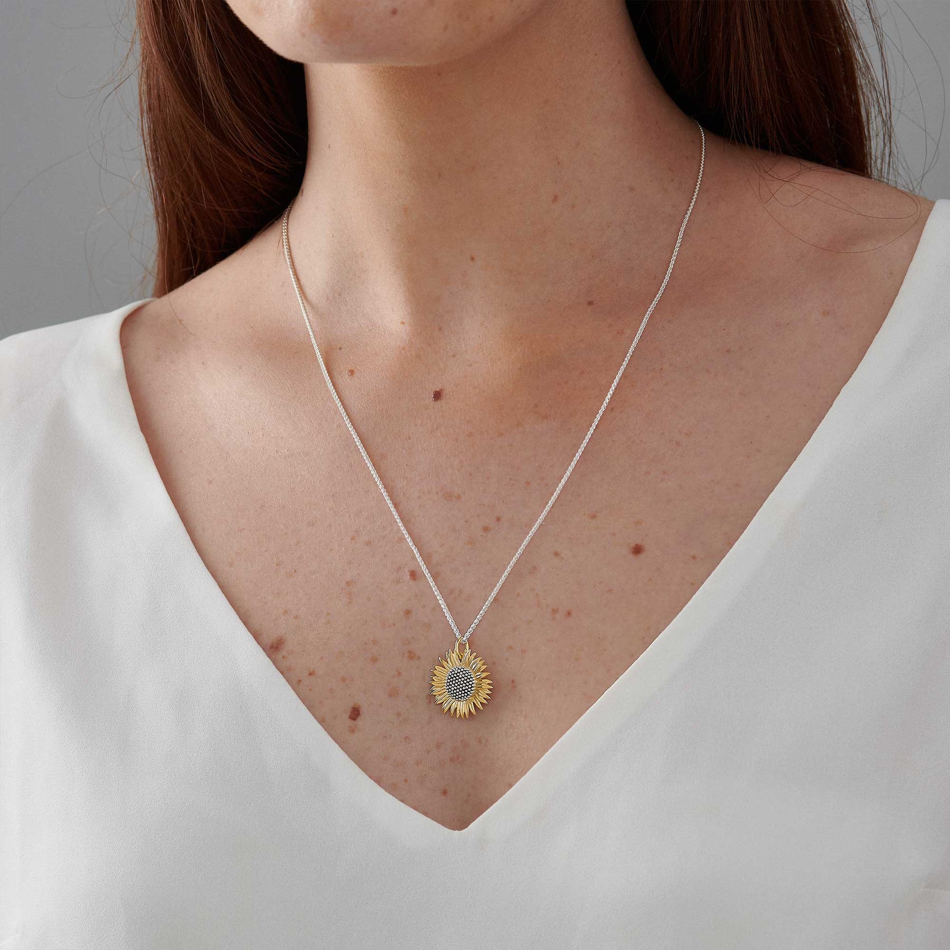 gold vermeil sunflower pendant necklace scarlett jewellery for chelsea flower show