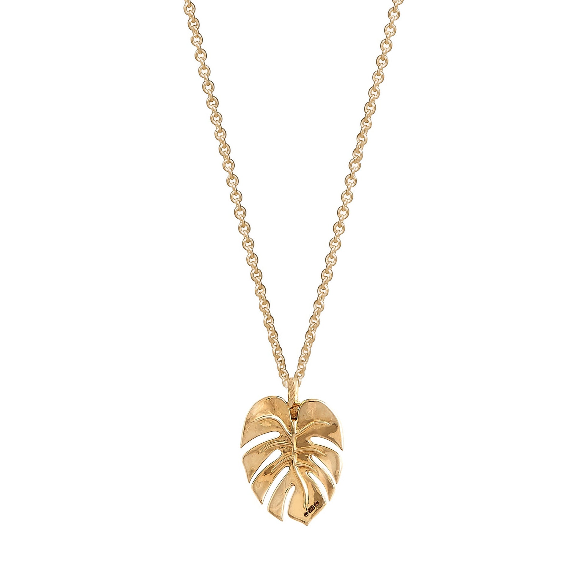 gold vermeil monstera palm leaf necklace scarlett jewellery UK
