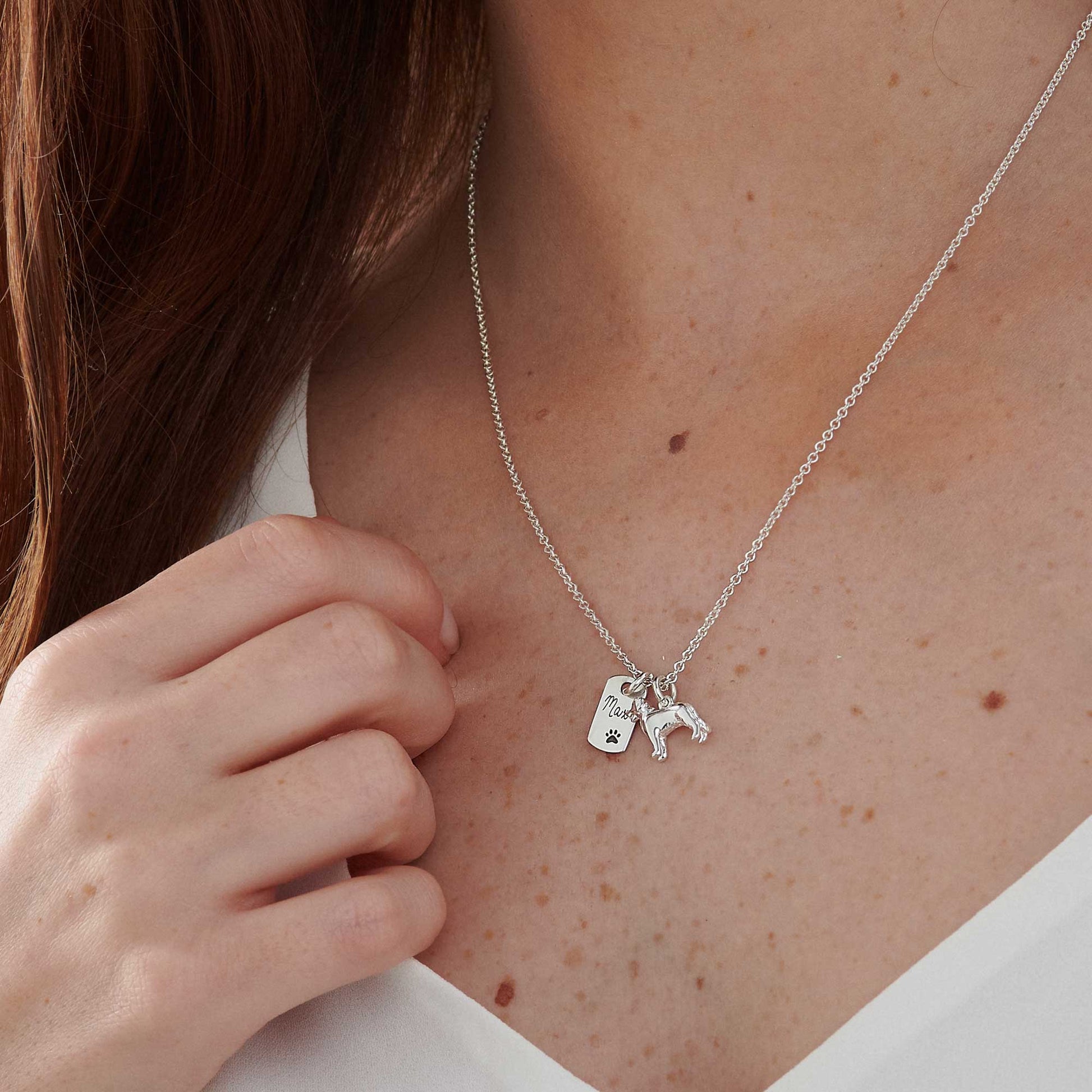 golden retriever silver personalised necklace scarlett jewellery
