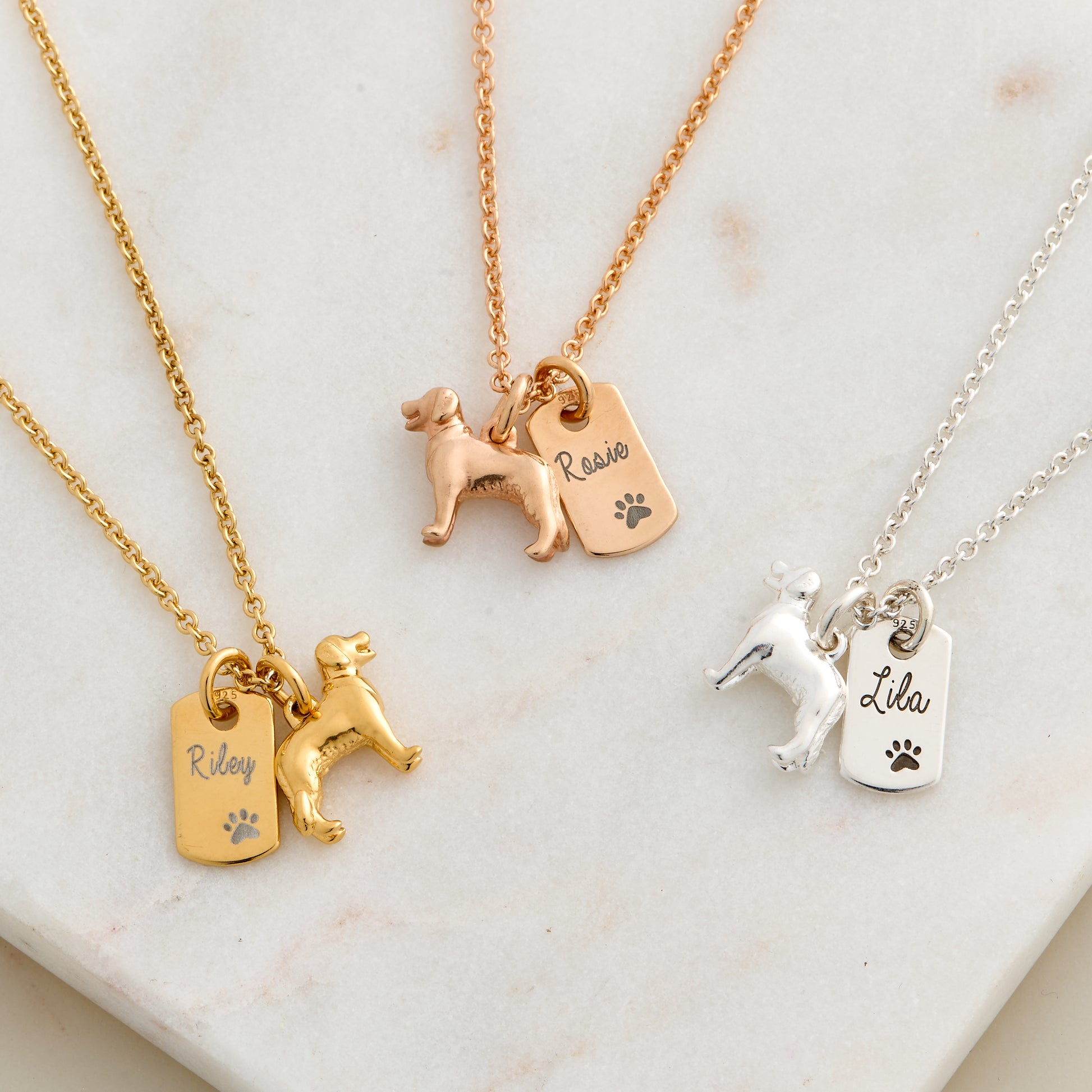 golden retriever labrador retriever silver gold rose gold necklace scarlett jewellery pet loss jewelry gift