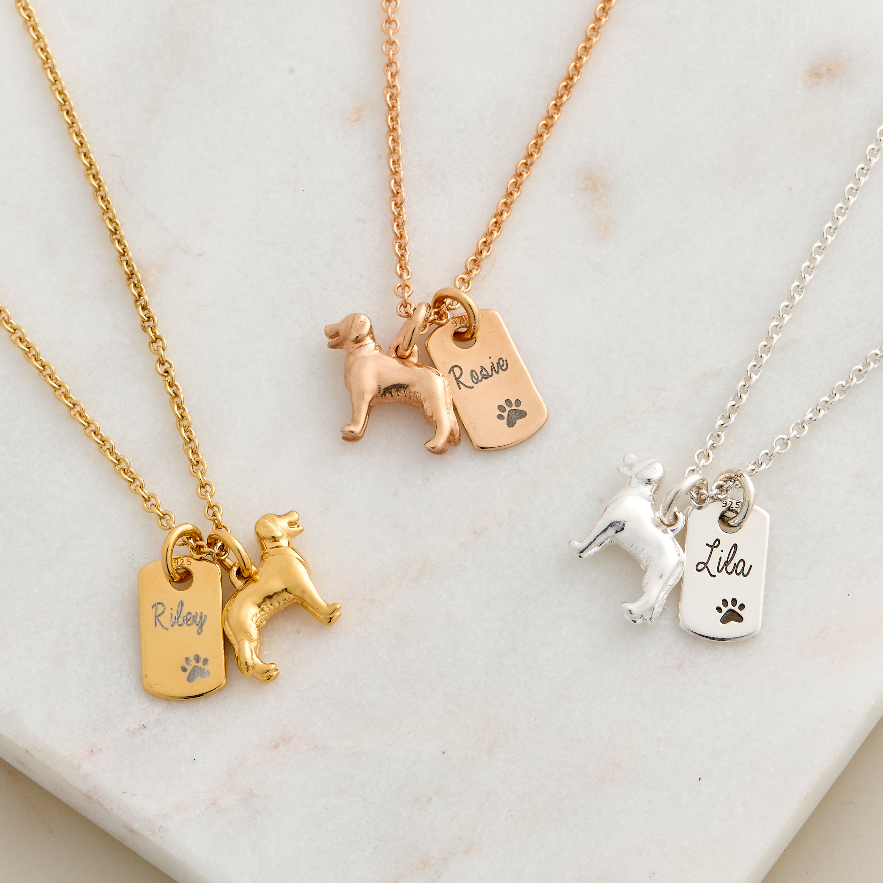 golden retriever labrador retriever silver gold rose gold necklace scarlett jewellery pet loss jewelry gift