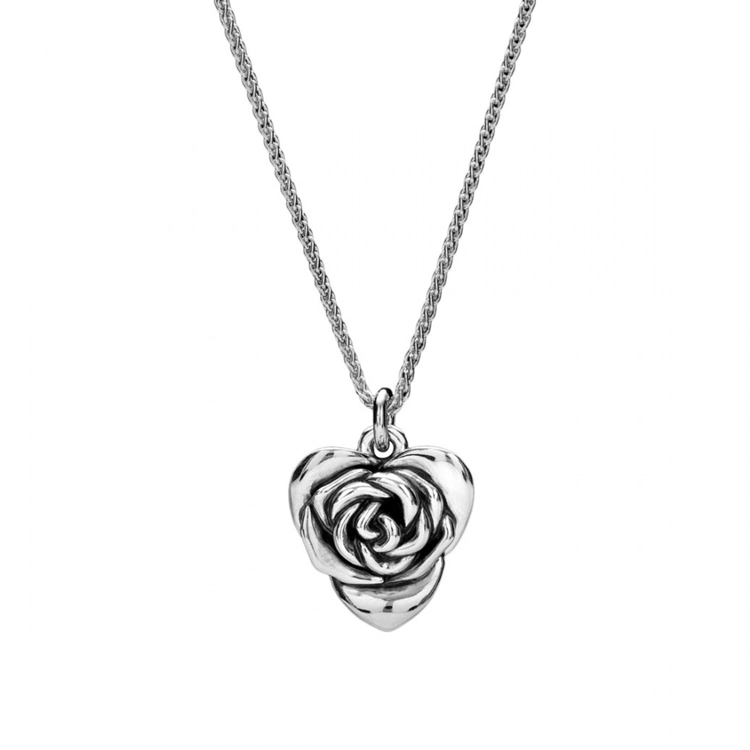 Heart Shaped Rose Sterling Silver Necklace RHS Chelsea Flower Show Scarlett Jewellery