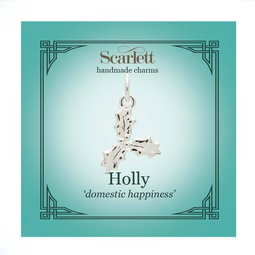 Sterling silver holly leaf charm christmas bracelet scarlett jewellery