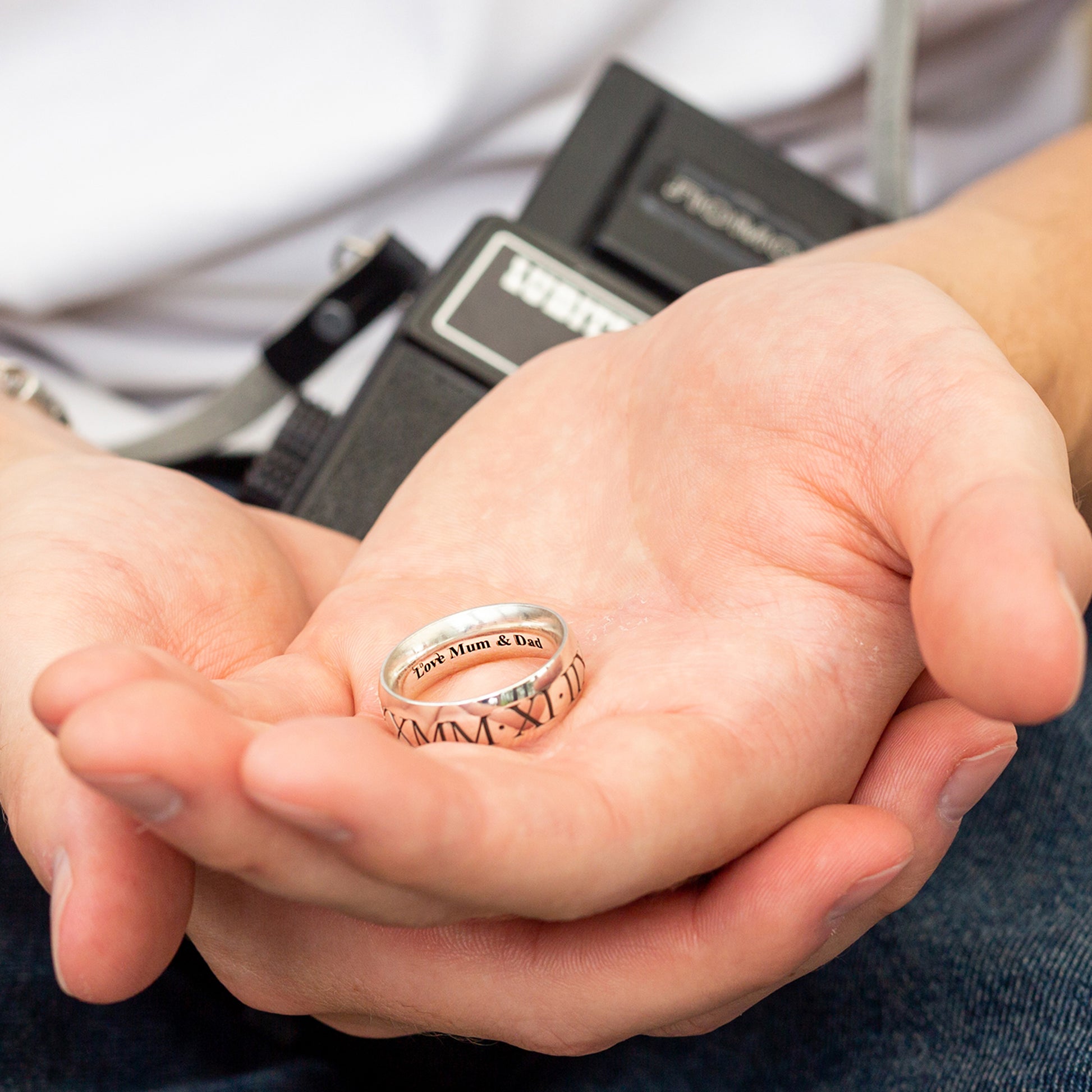roman numerals 21st birthday ring engraved inside from mum and dad