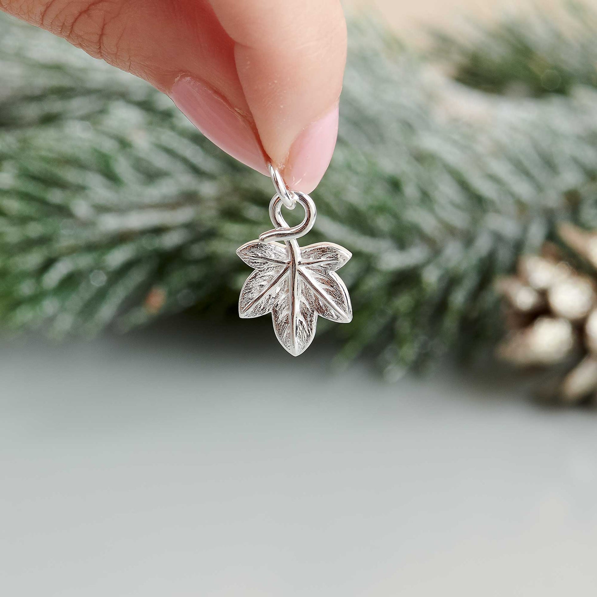 Ivy leaf silver plant nature charm from Scarlett Jewellery symbol of fidelity for marriage