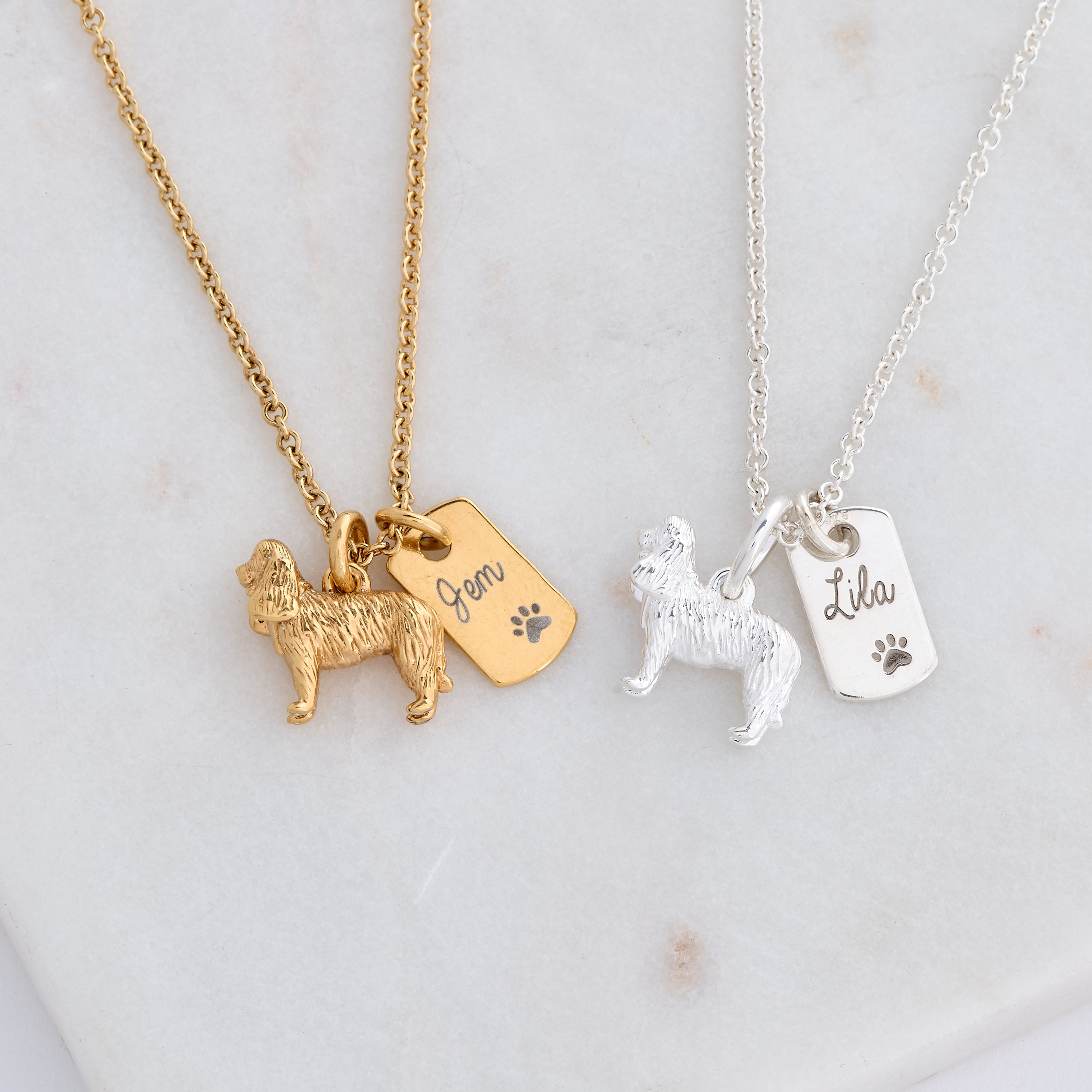 King charles spaniel silver dog charm necklace engraved gift from the dog pet loss Scarlett Jewellery UK