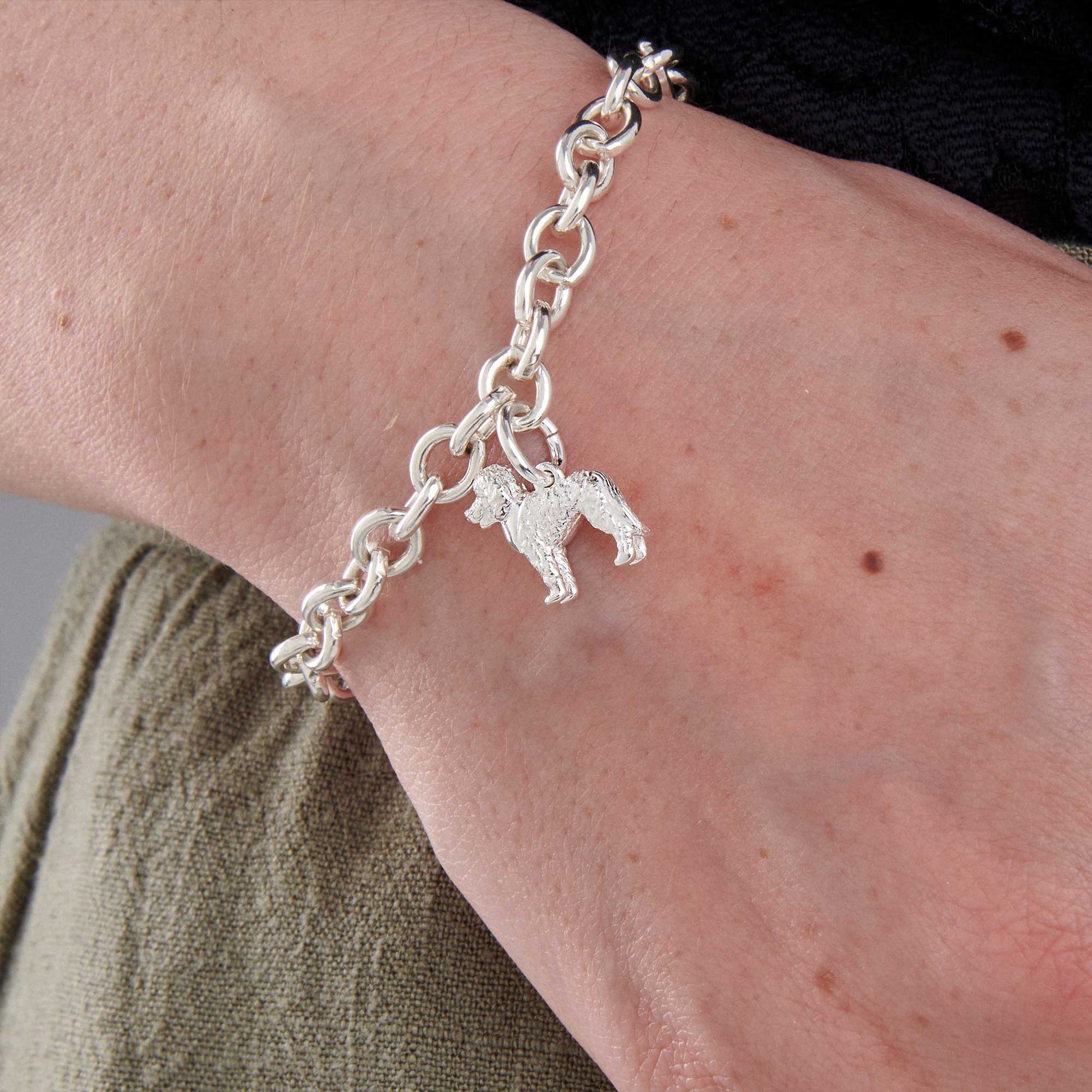 labradoodle silver dog charm bracelet gift for dog breeder