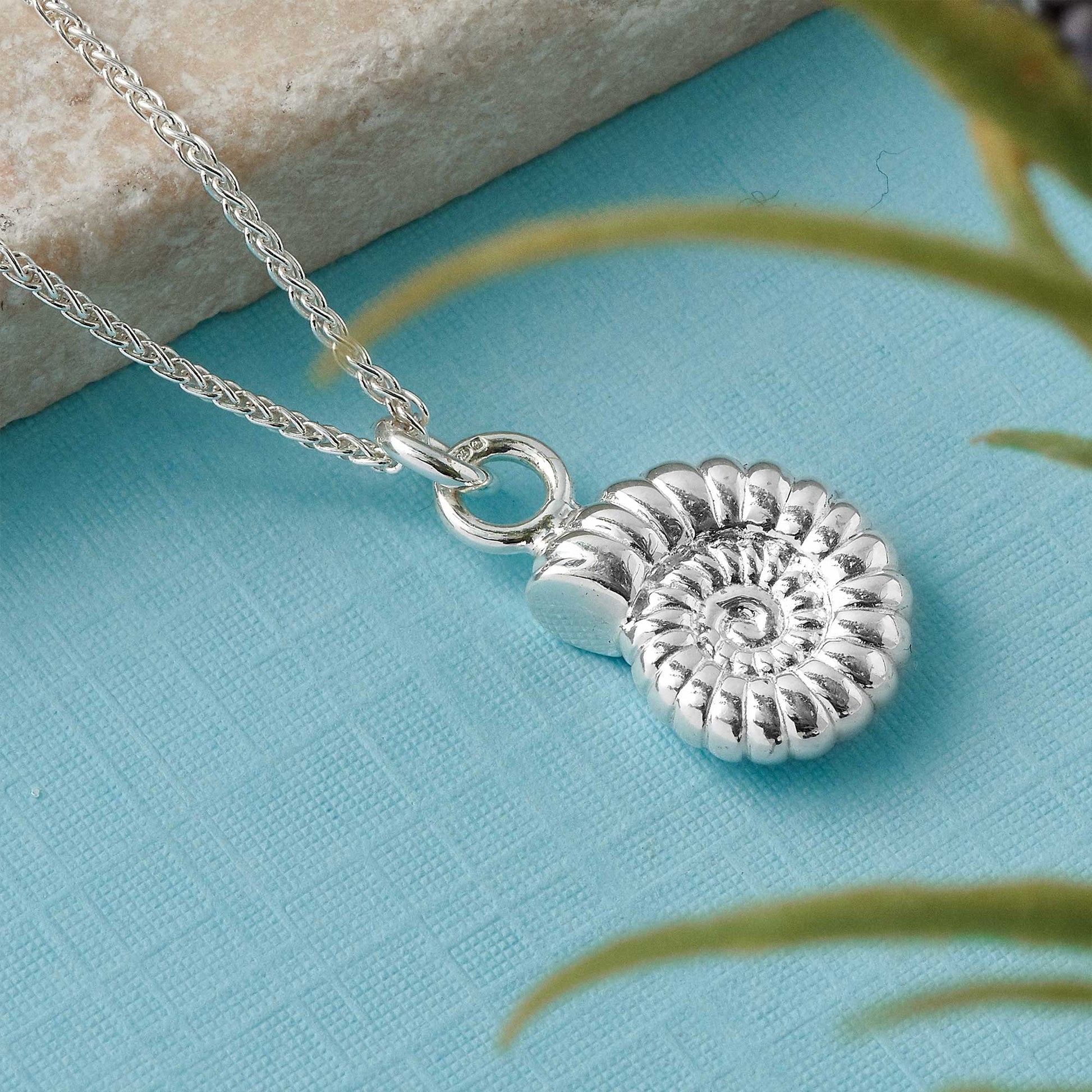 silver ammonite necklace