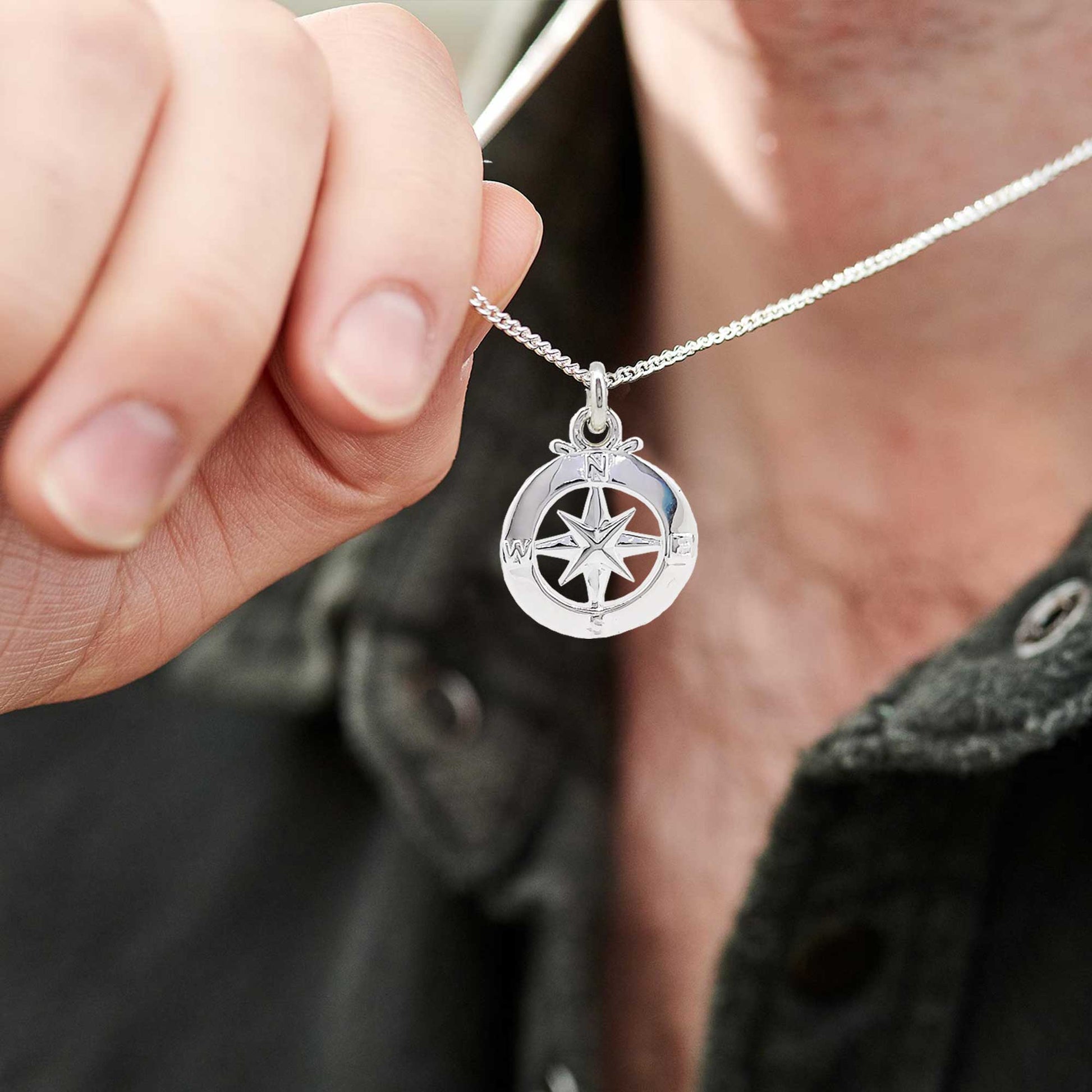 enamel compass necklace alternative saint christopher gift for him