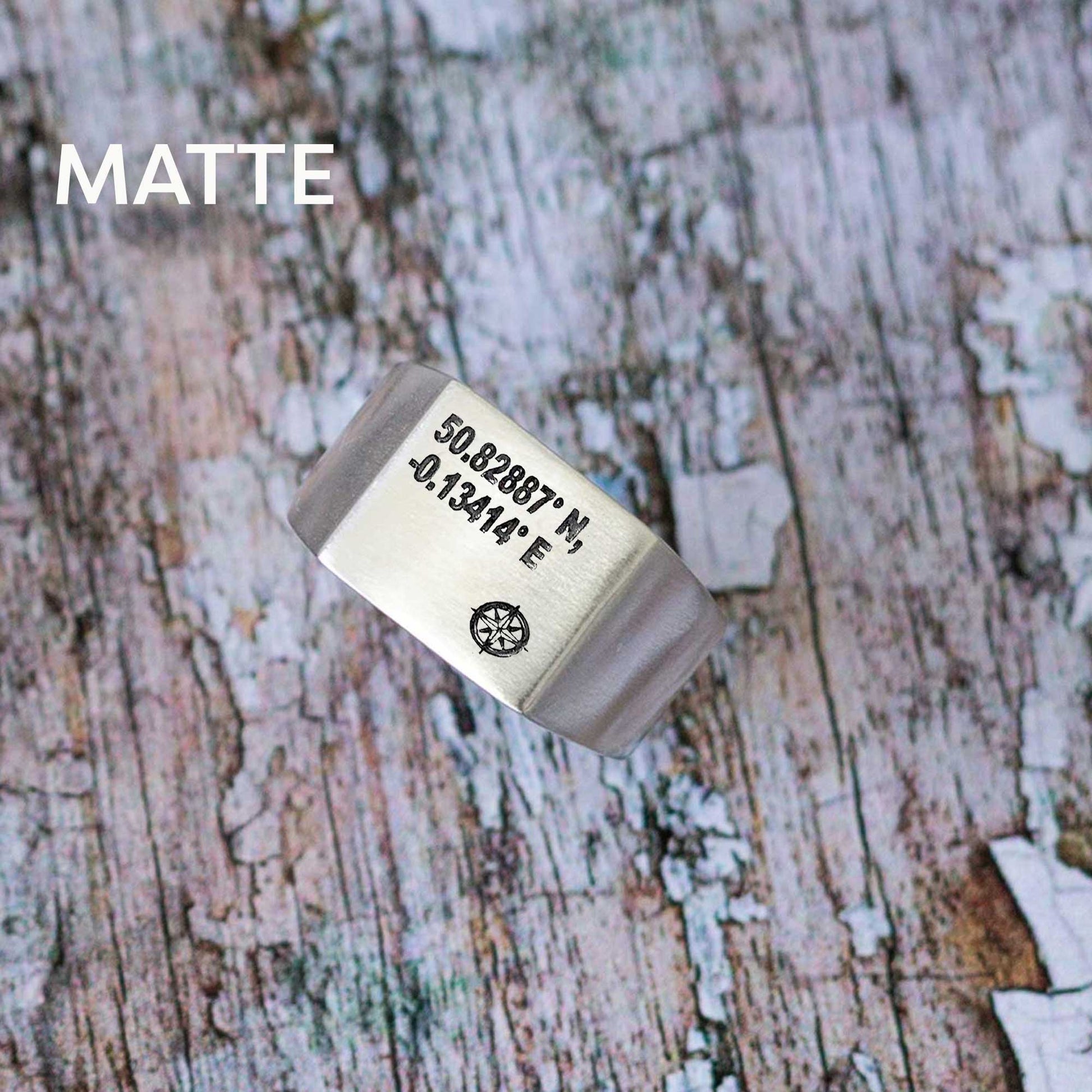 custom coordinates latitude longitude mans signet ring custom engraved gift for husband boyfriend