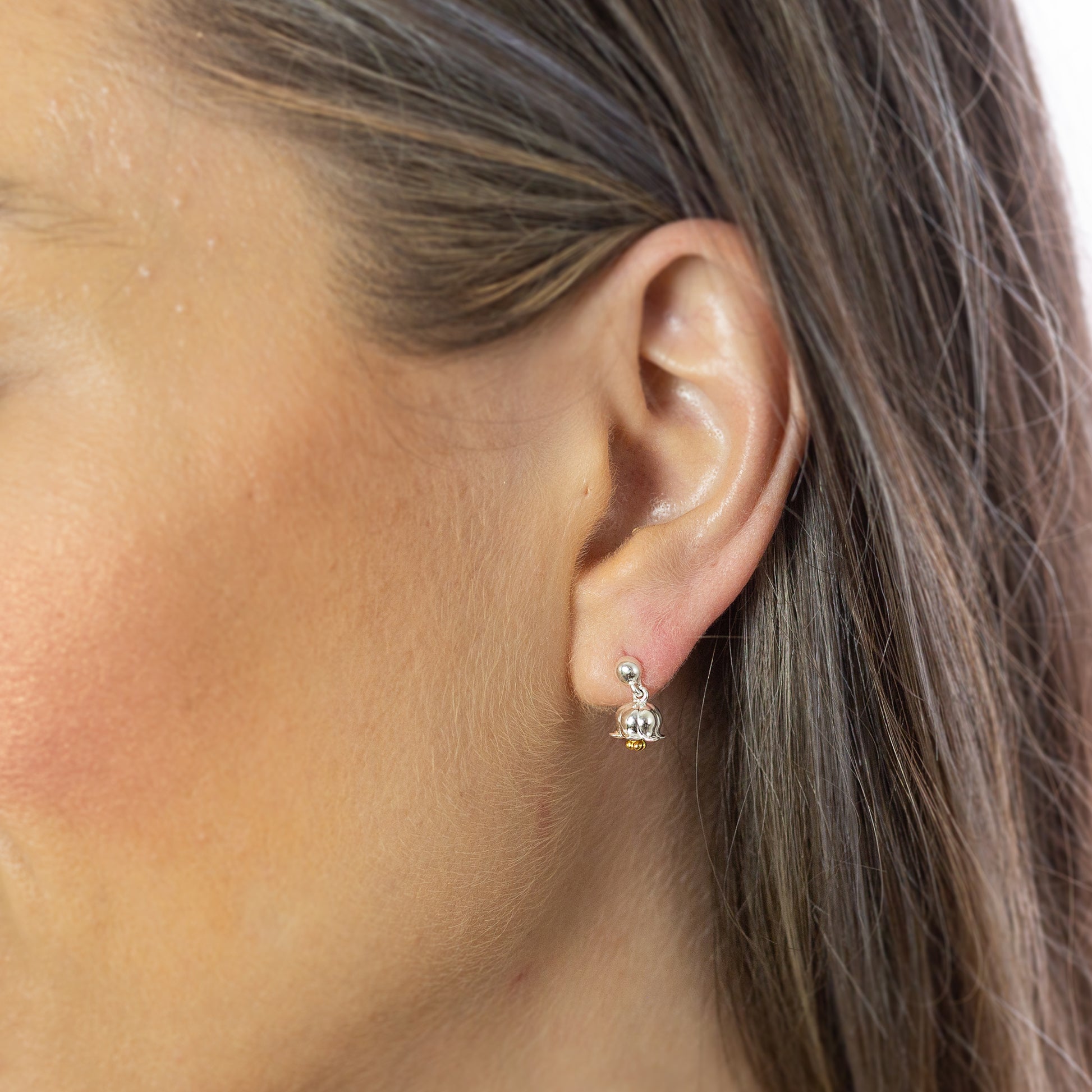 drop earrings lily of the valley silver and gold vermeil