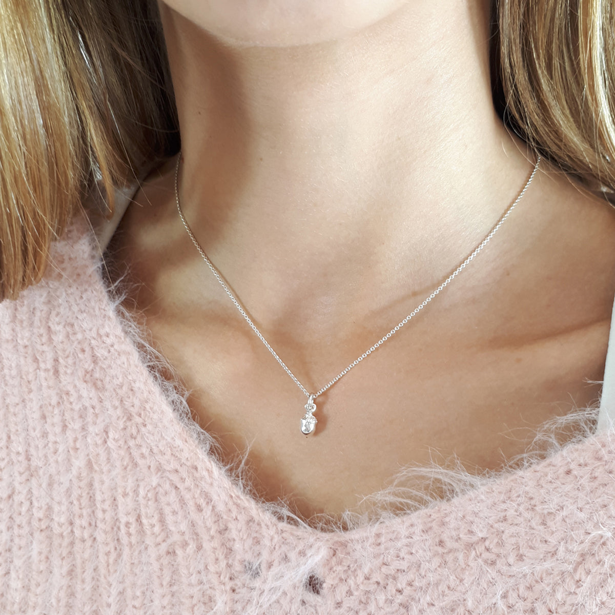 Little Acorn Solid Silver Tiny Necklace Designer Scarlett Jewellery