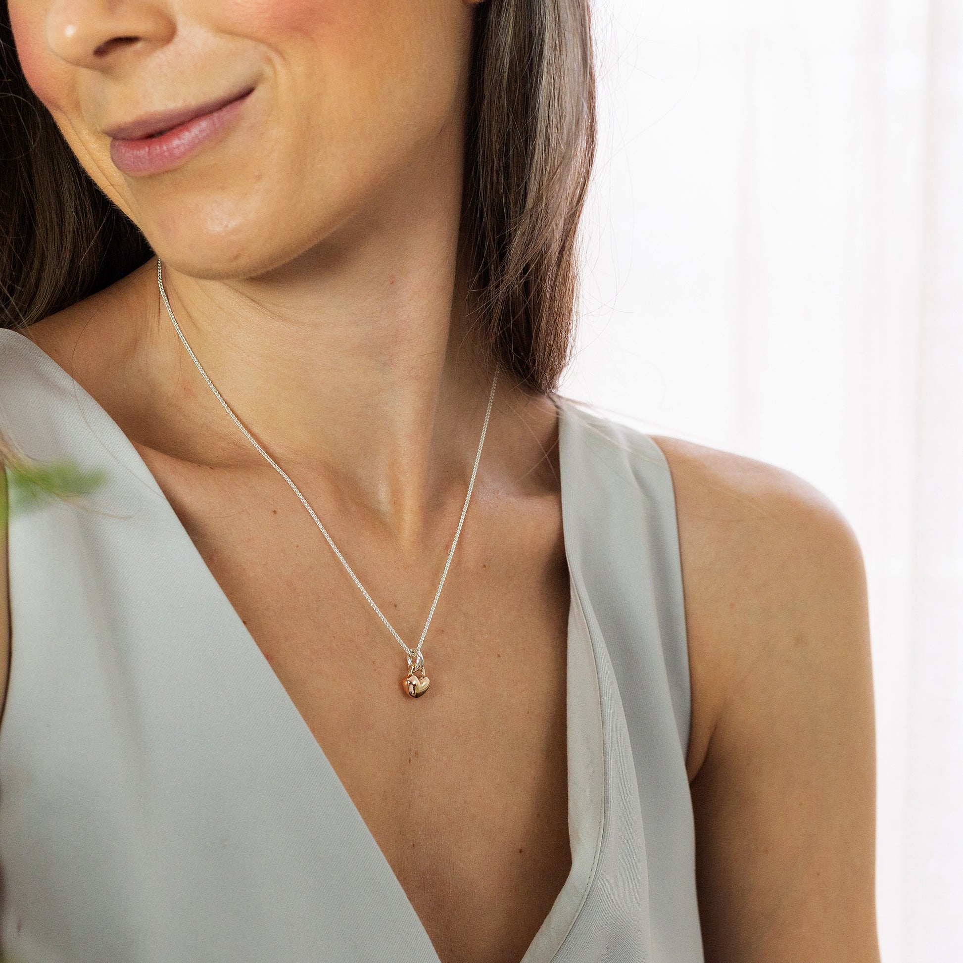 solid rose gold and silver love heart pendant necklace romantic anniversary gift for girlfriend wife