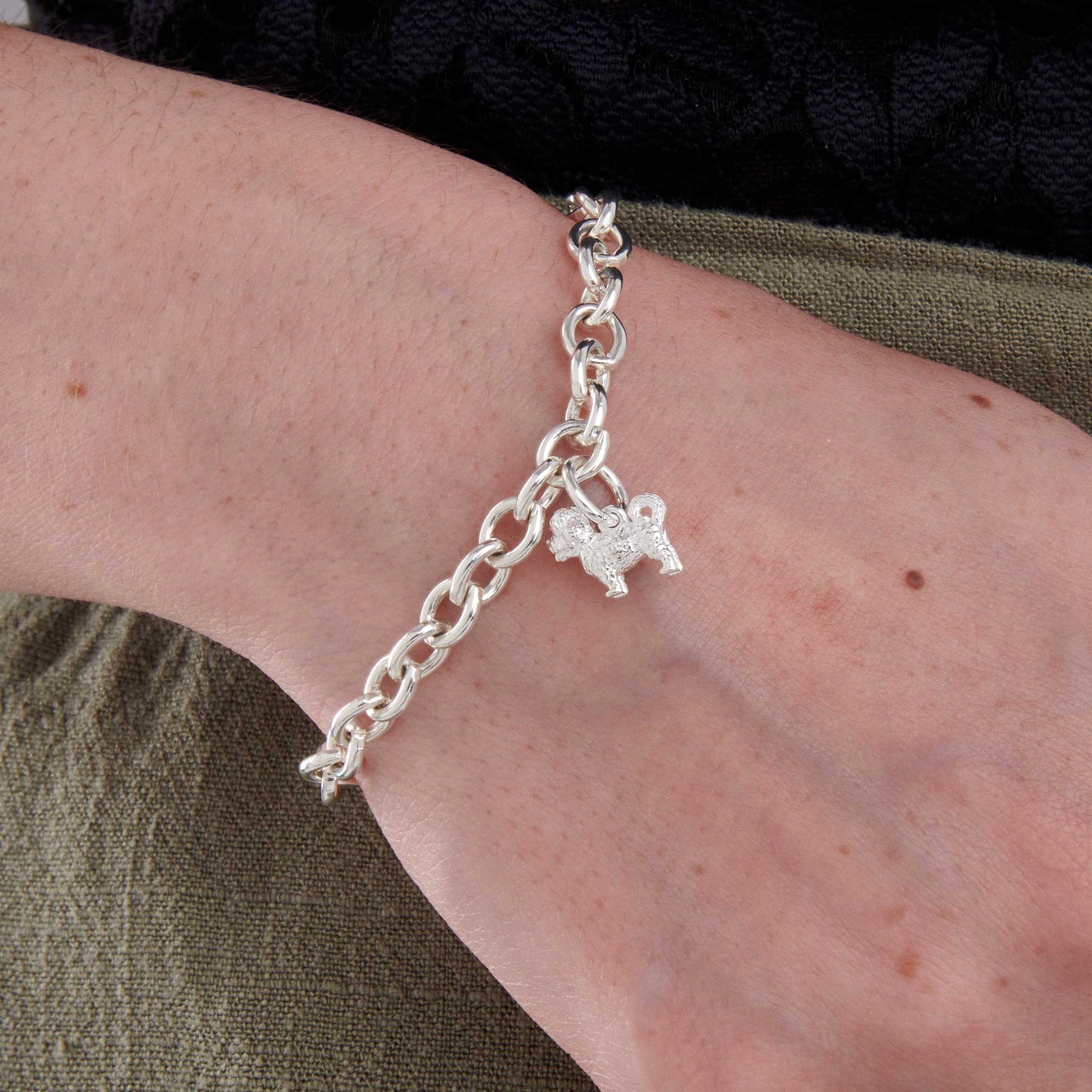 maltipoo mixed breed dog gift charm bracelet solid silver