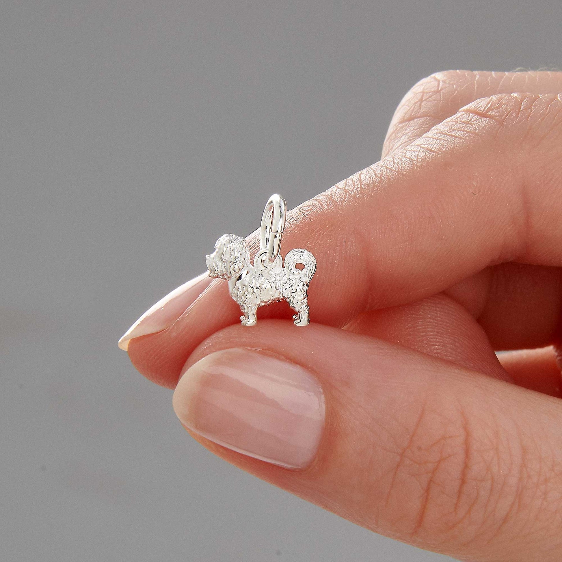 Maltipoo mixed breed sterling silver dog charm for bracelet Scarlett Jewellery Ltd