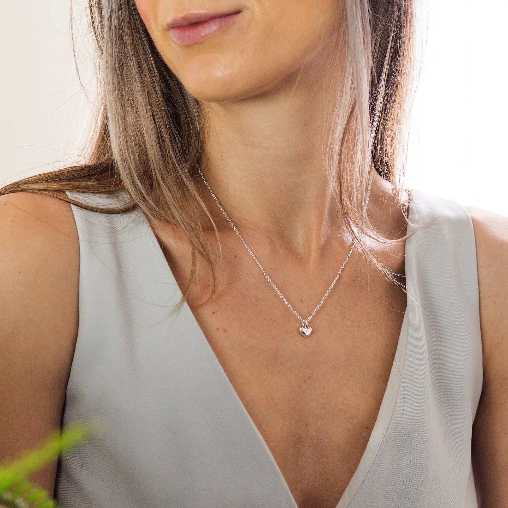 vintage style midi heart necklace sterling silver