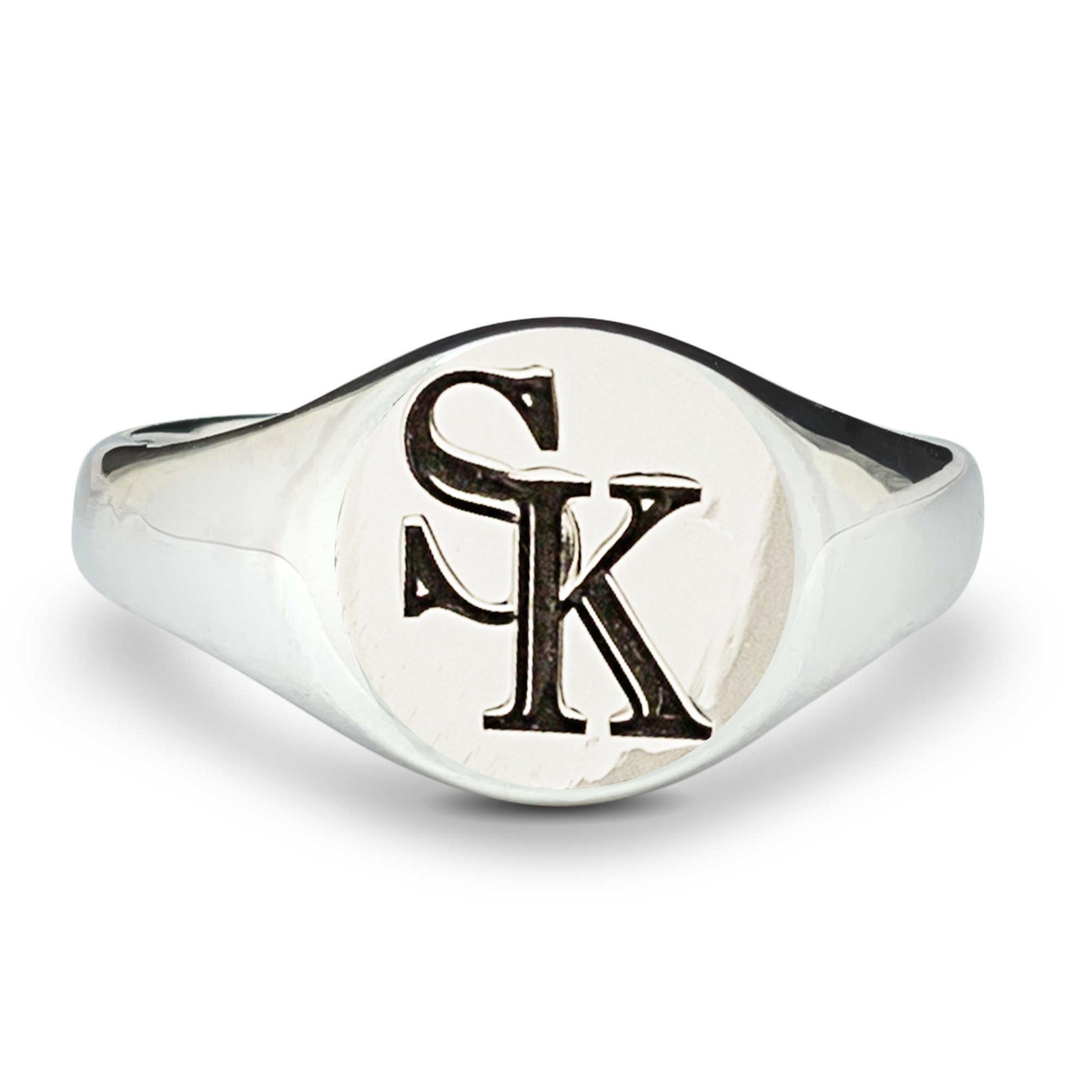 monogram overlapping intials sterling silver signet ring for men off the map jewellery UK