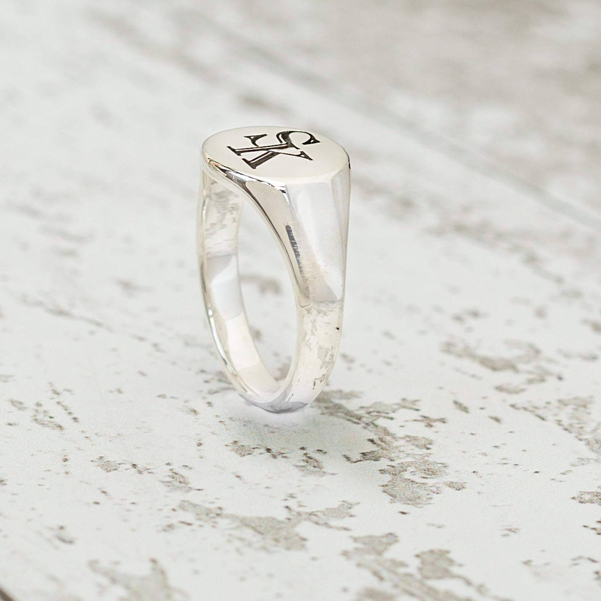 monogram overlapping intials sterling silver signet ring for men off the map jewellery UK