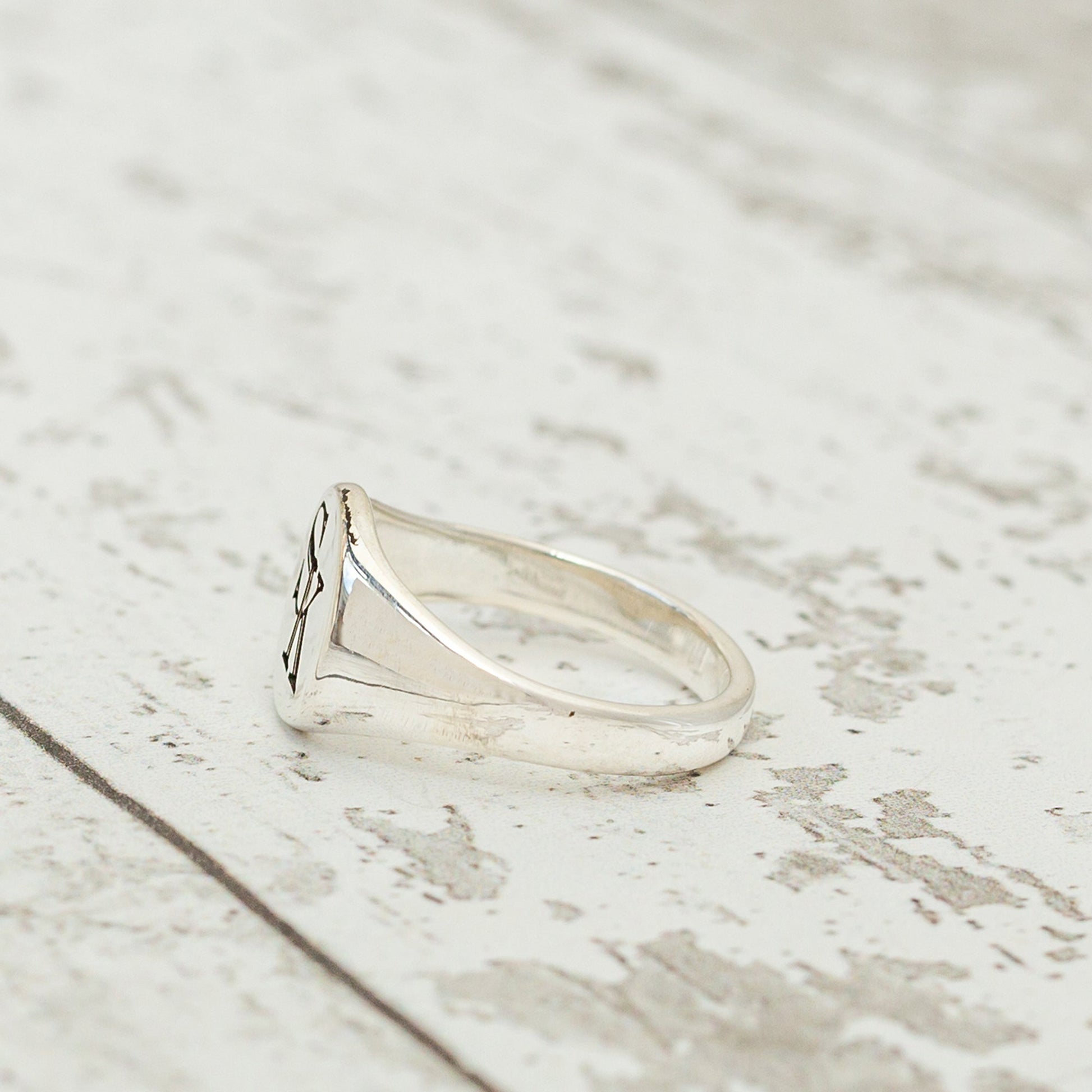 monogram overlapping intials sterling silver signet ring for men off the map jewellery UK