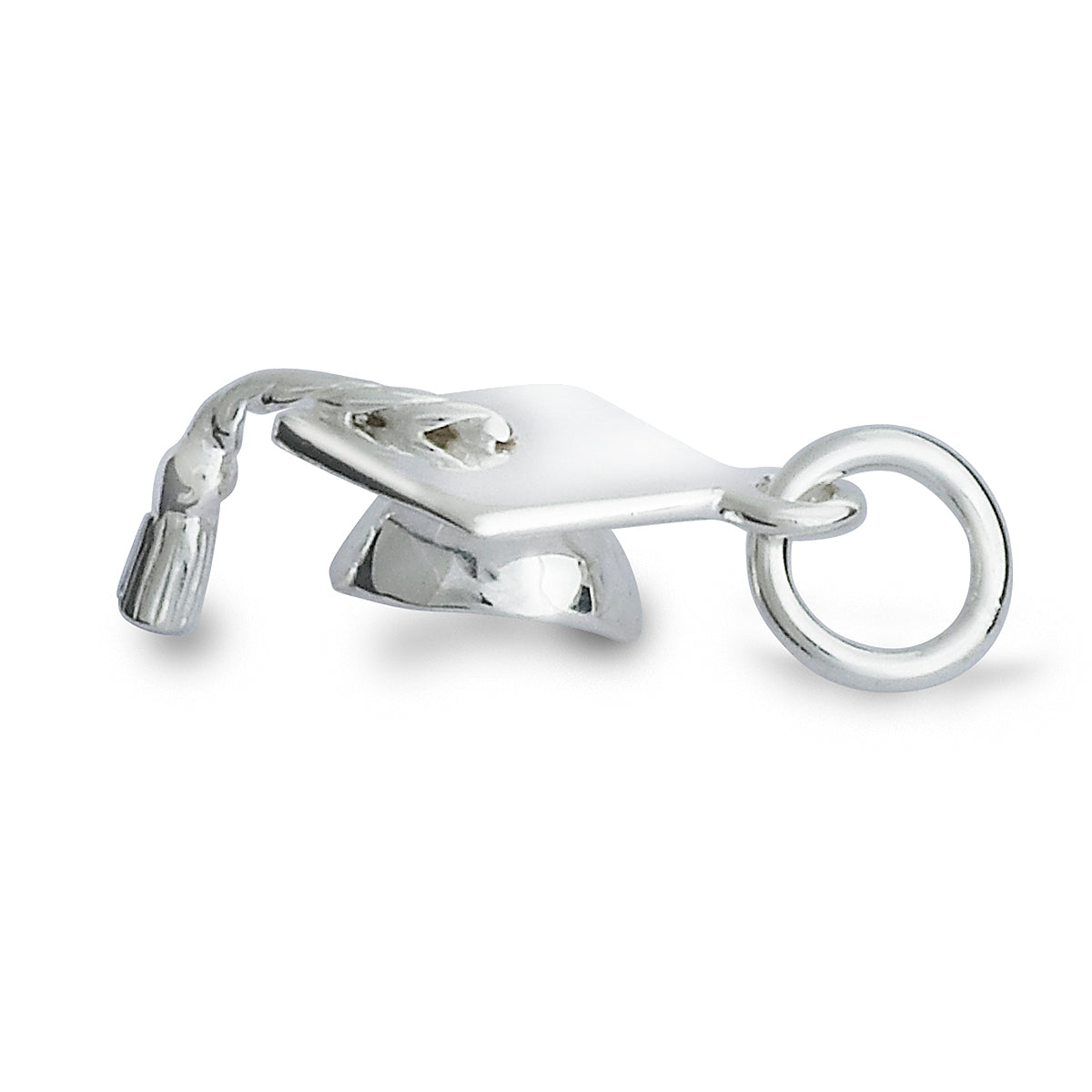 Mortar Board Graduation Cap Silver Charm